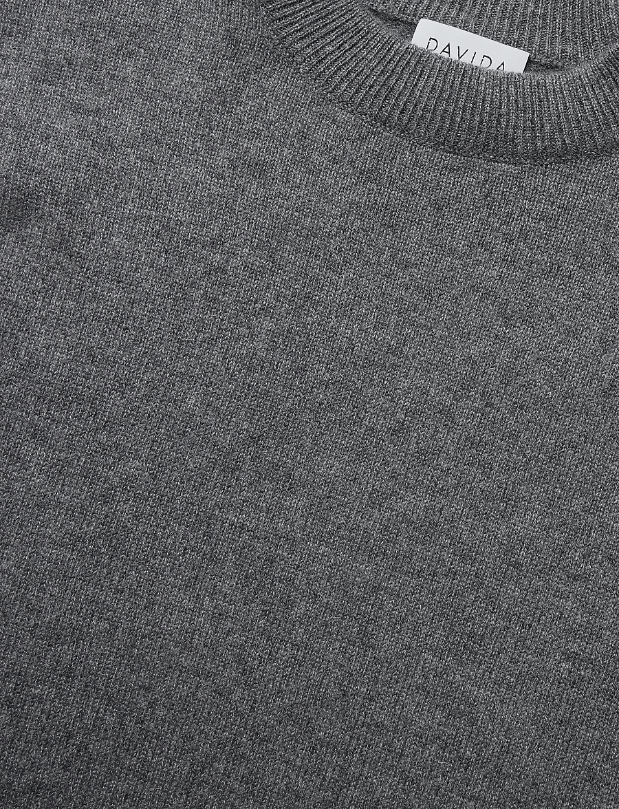 Davida Cashmere - boxy o-neck sweater - cashmere - dark grey - 2