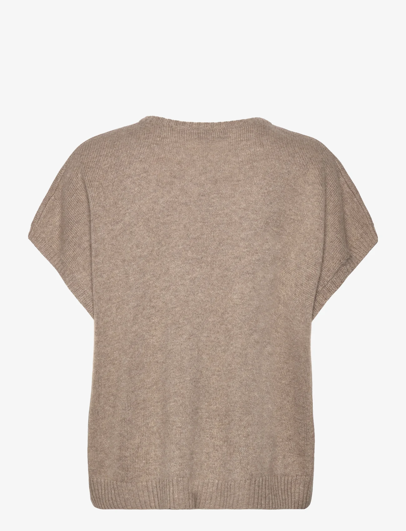 Davida Cashmere - Cap Sleeve T-shirt - strikkegensere - mink - 1