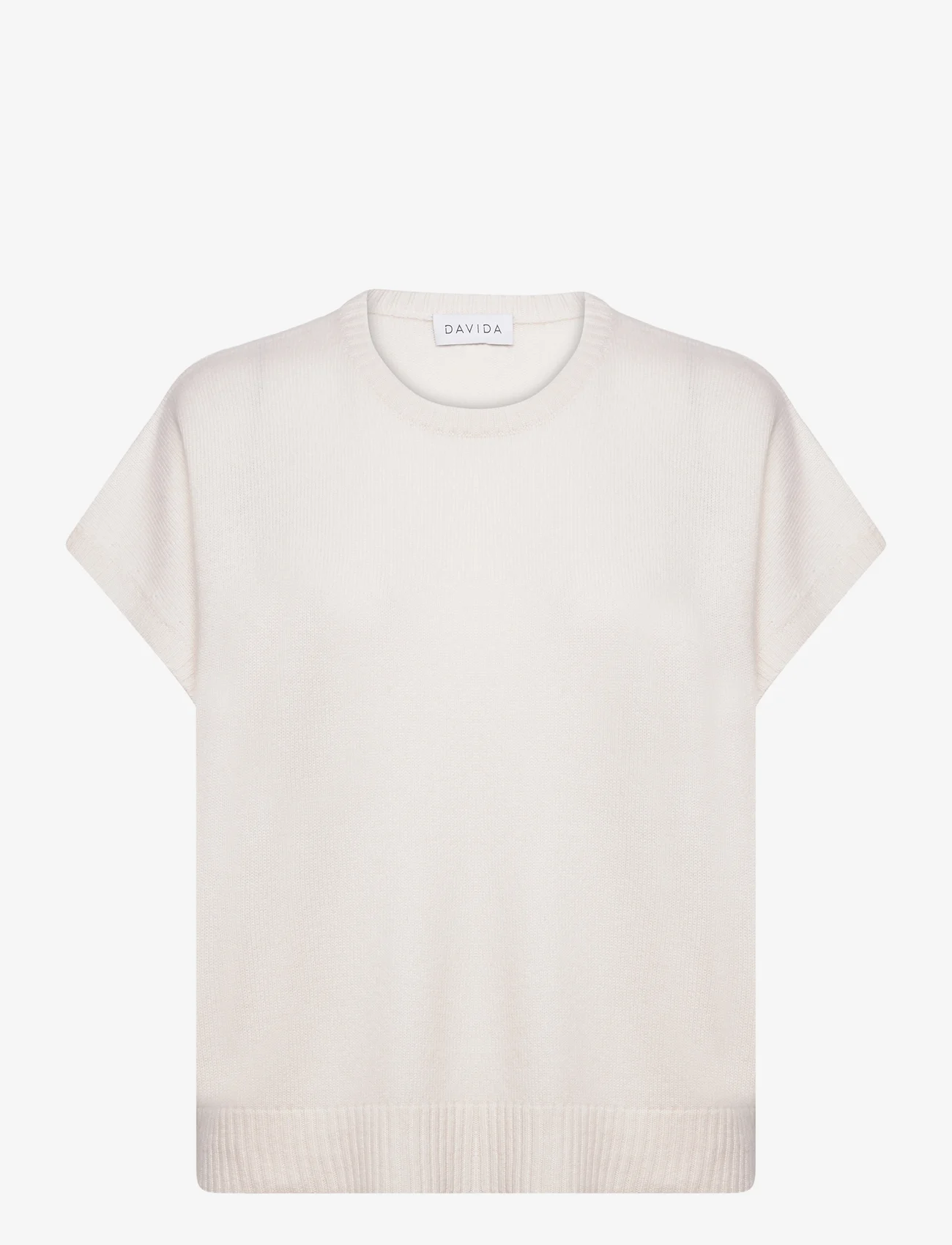 Davida Cashmere - Cap Sleeve T-shirt - jumpers - white - 0