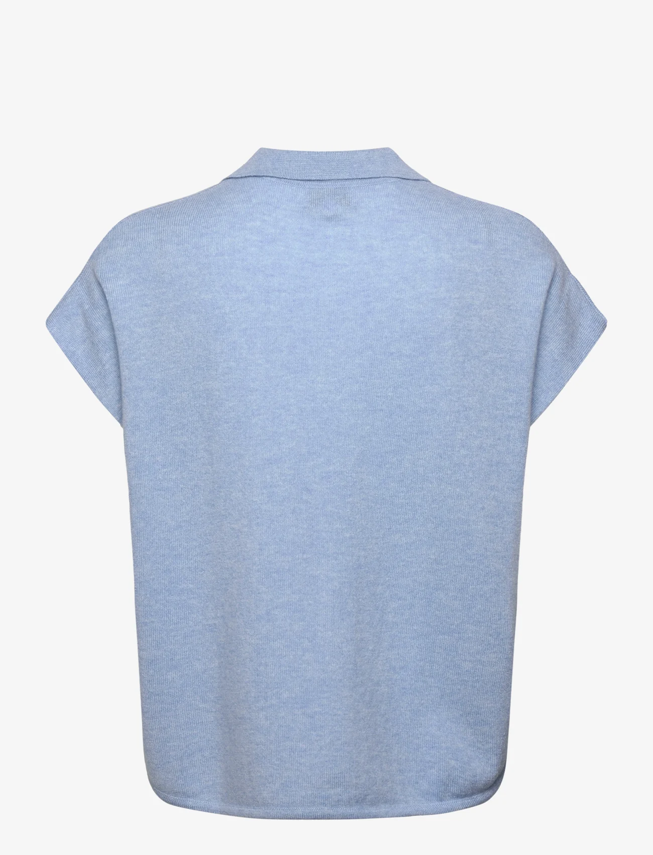 Davida Cashmere - Open Collar Cap Sleeve - polo shirts - blue fog - 1