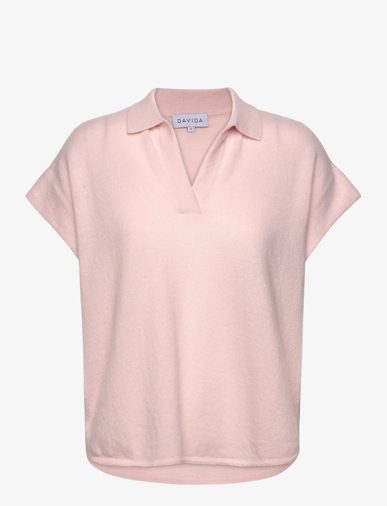 Davida Cashmere - Open Collar Cap Sleeve - polo shirts - light pink - 0