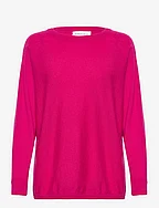 Boat Neck Loose Sweater - FUCHSIA