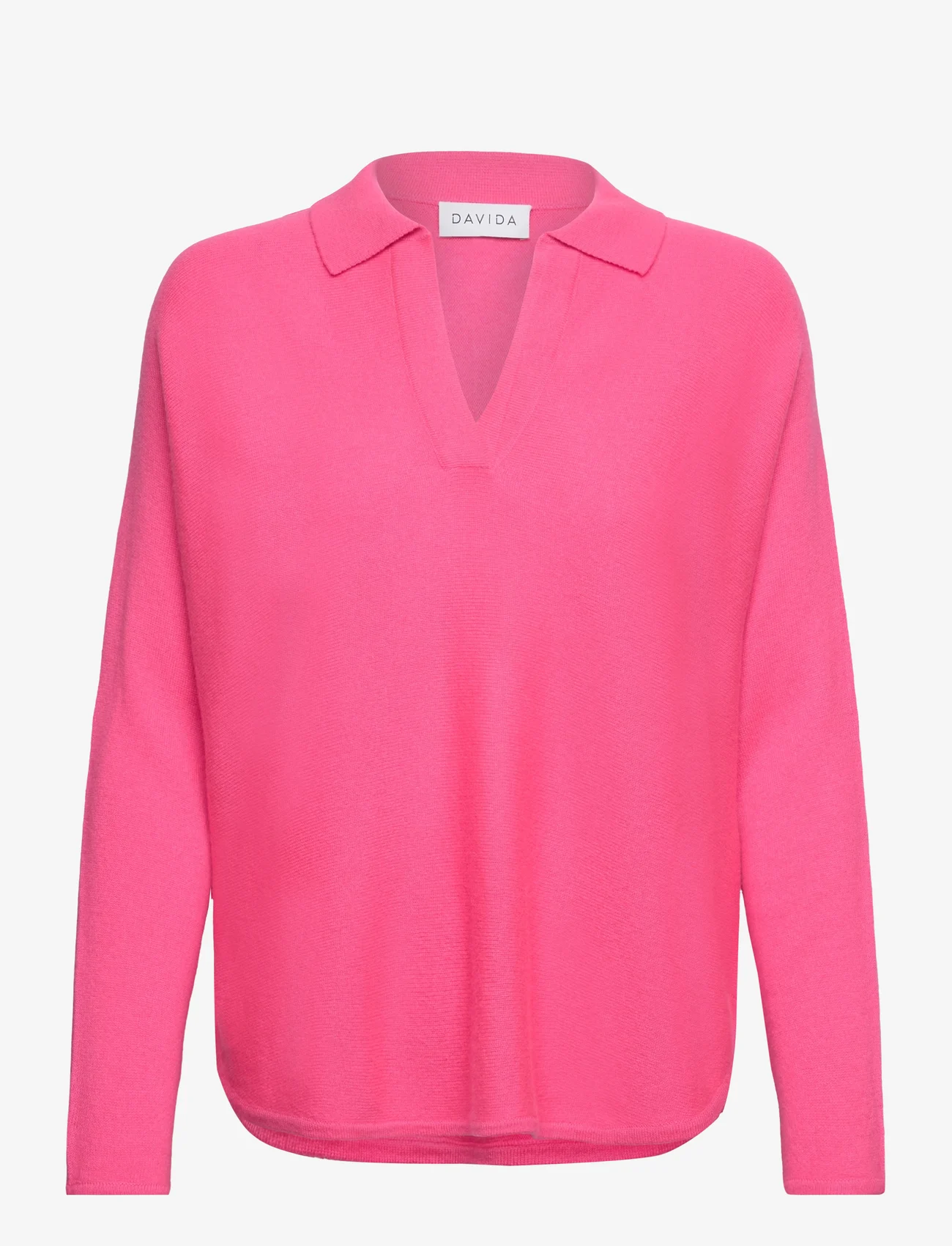 Davida Cashmere - Curved Open Collar - swetry - candy pink - 0