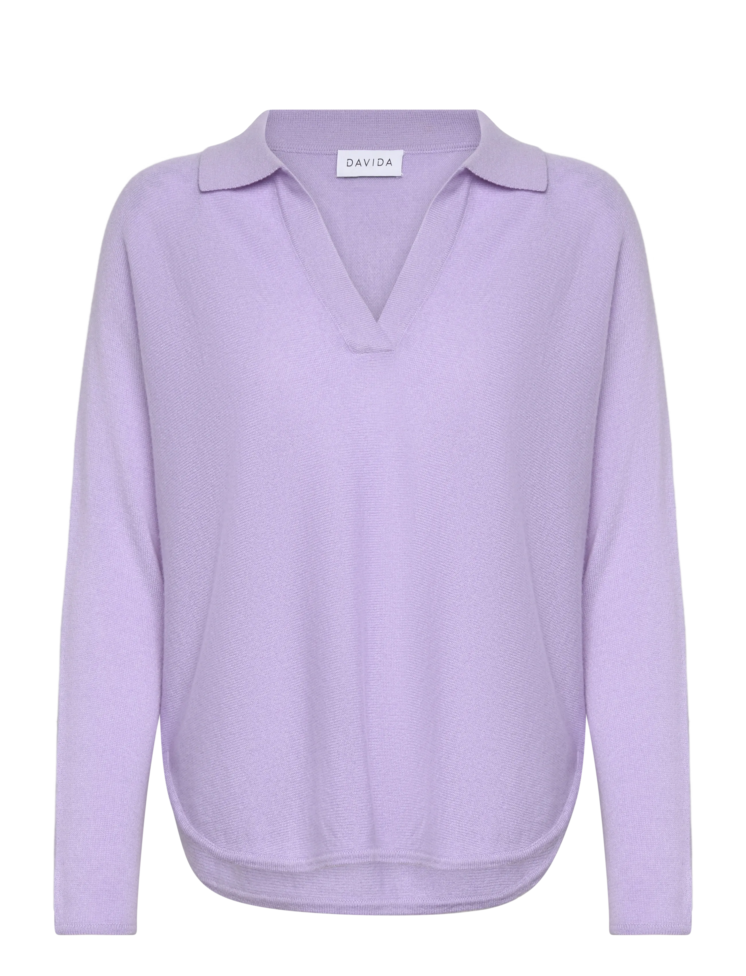 DAVIDA CASHMERE Curved Open Collar Lila - L - Damen