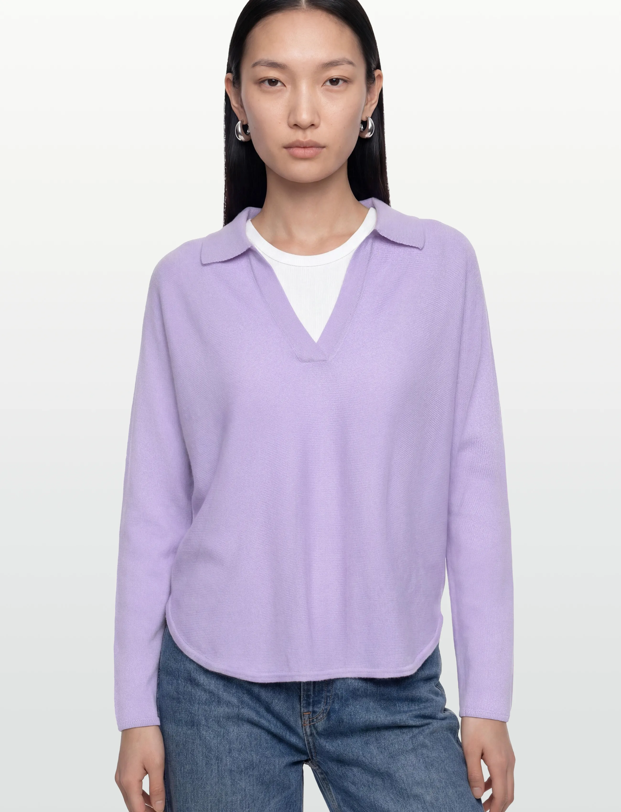 Davida Cashmere - Curved Open Collar - cashmere - lavender - 3
