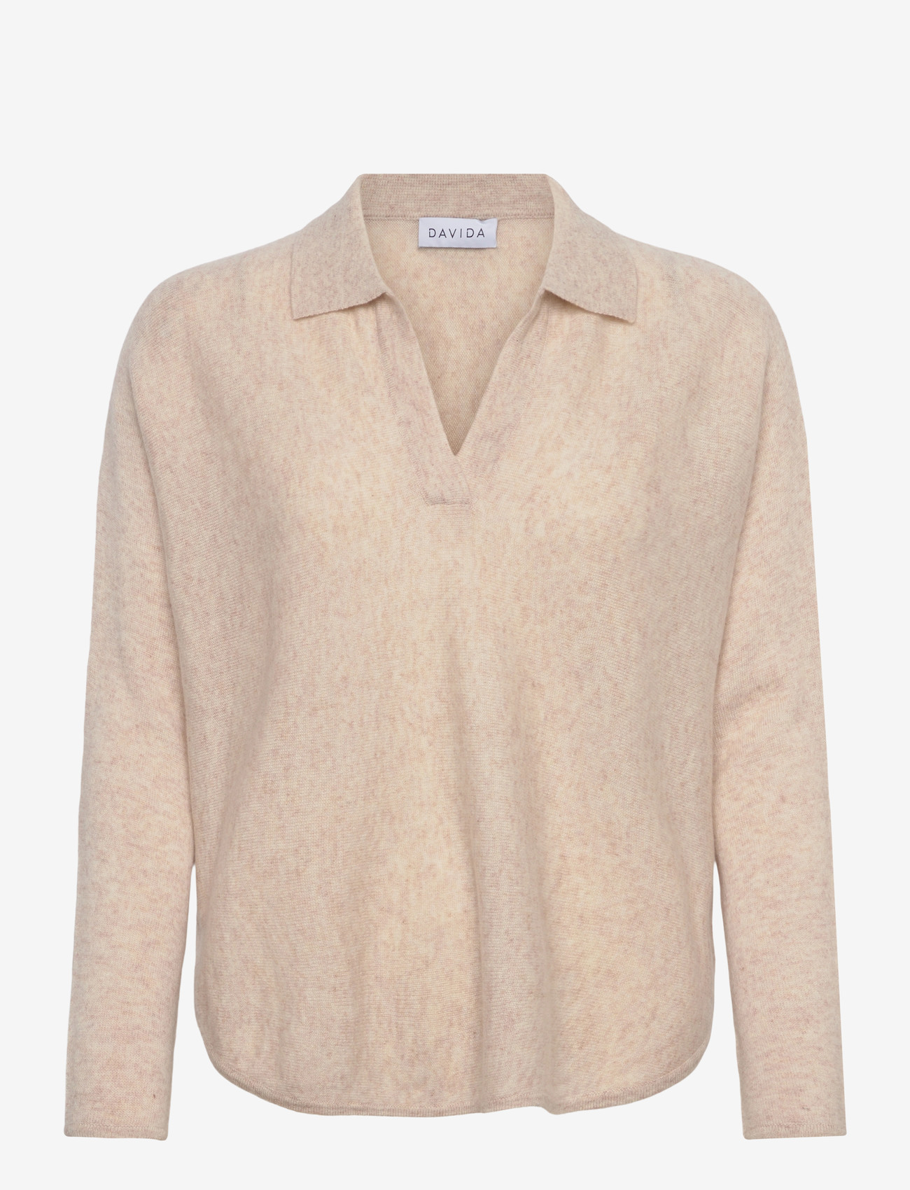 Davida Cashmere - Curved Open Collar - trøjer - light beige - 1