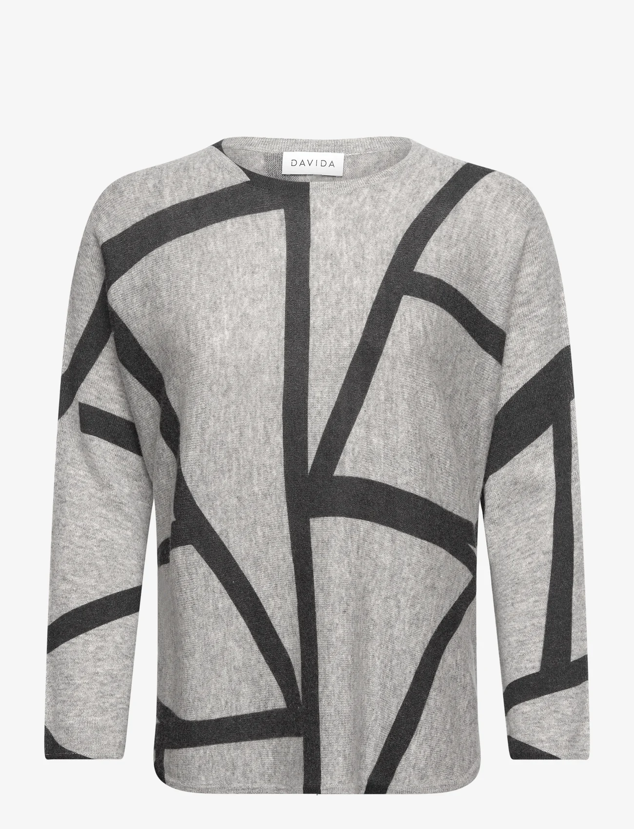 Davida Cashmere - Curved Logo - jumpers - light grey / black - 0