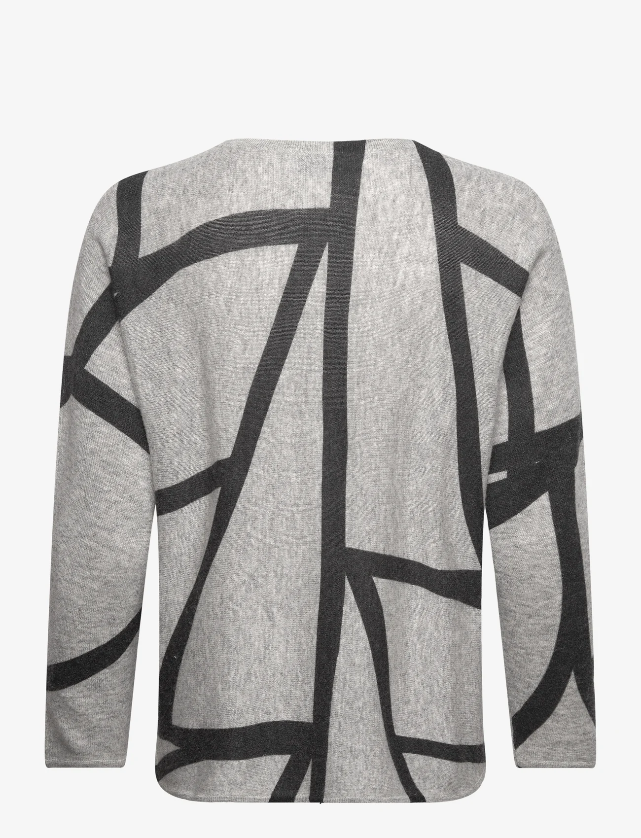 Davida Cashmere - Curved Logo - swetry - light grey / black - 1