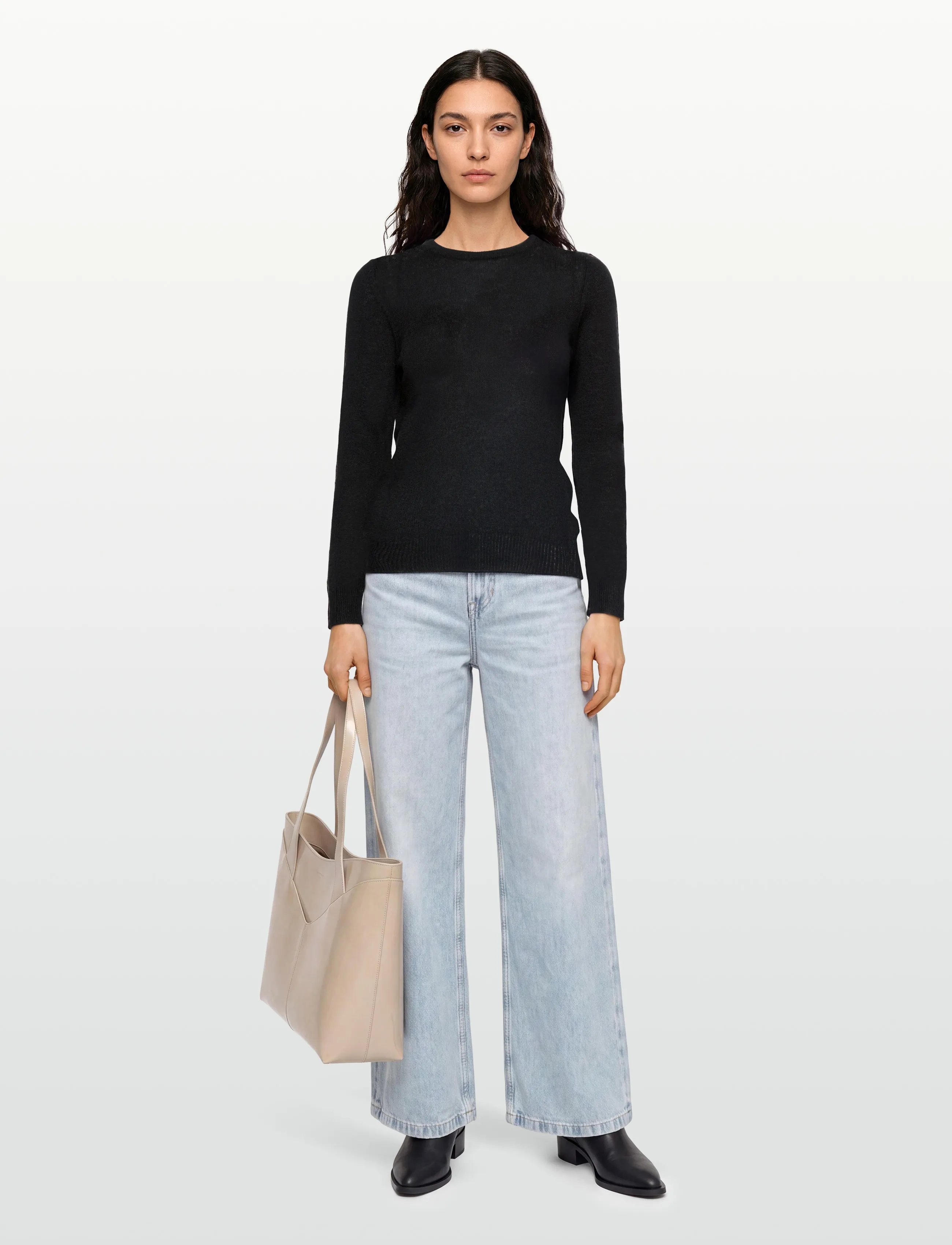Davida Cashmere Basic Sweater Loose Tension, S, Knitwear, Schwarz - Jumpers, Frauen