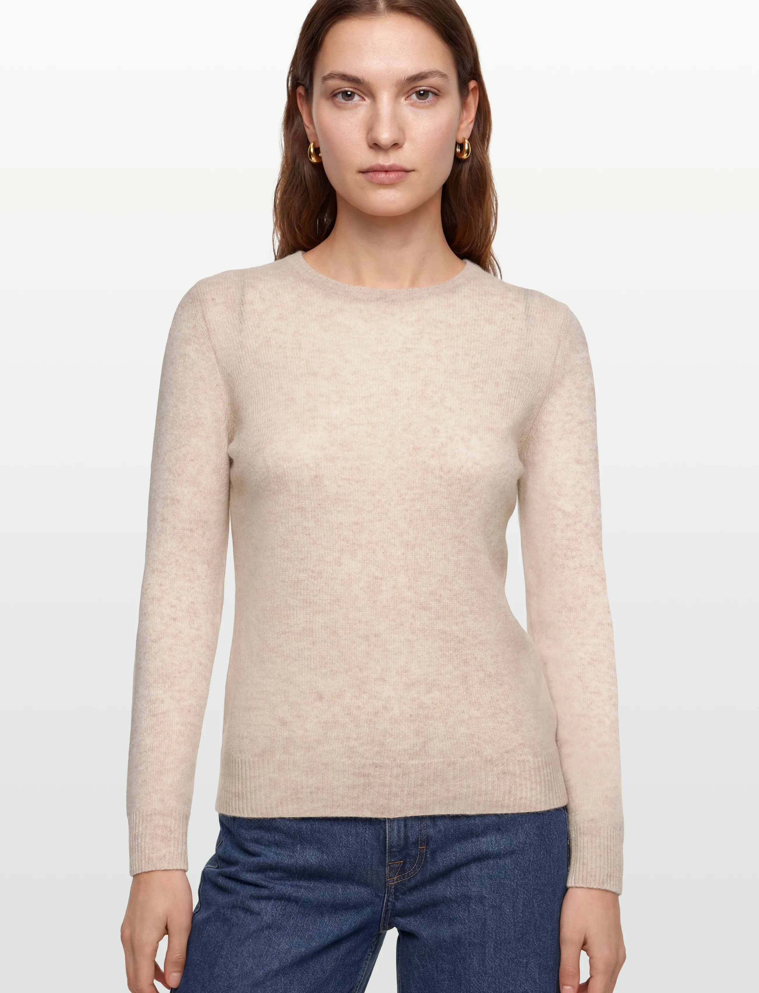 Davida Cashmere - Basic Sweater Loose Tension - tröjor - light beige - 3