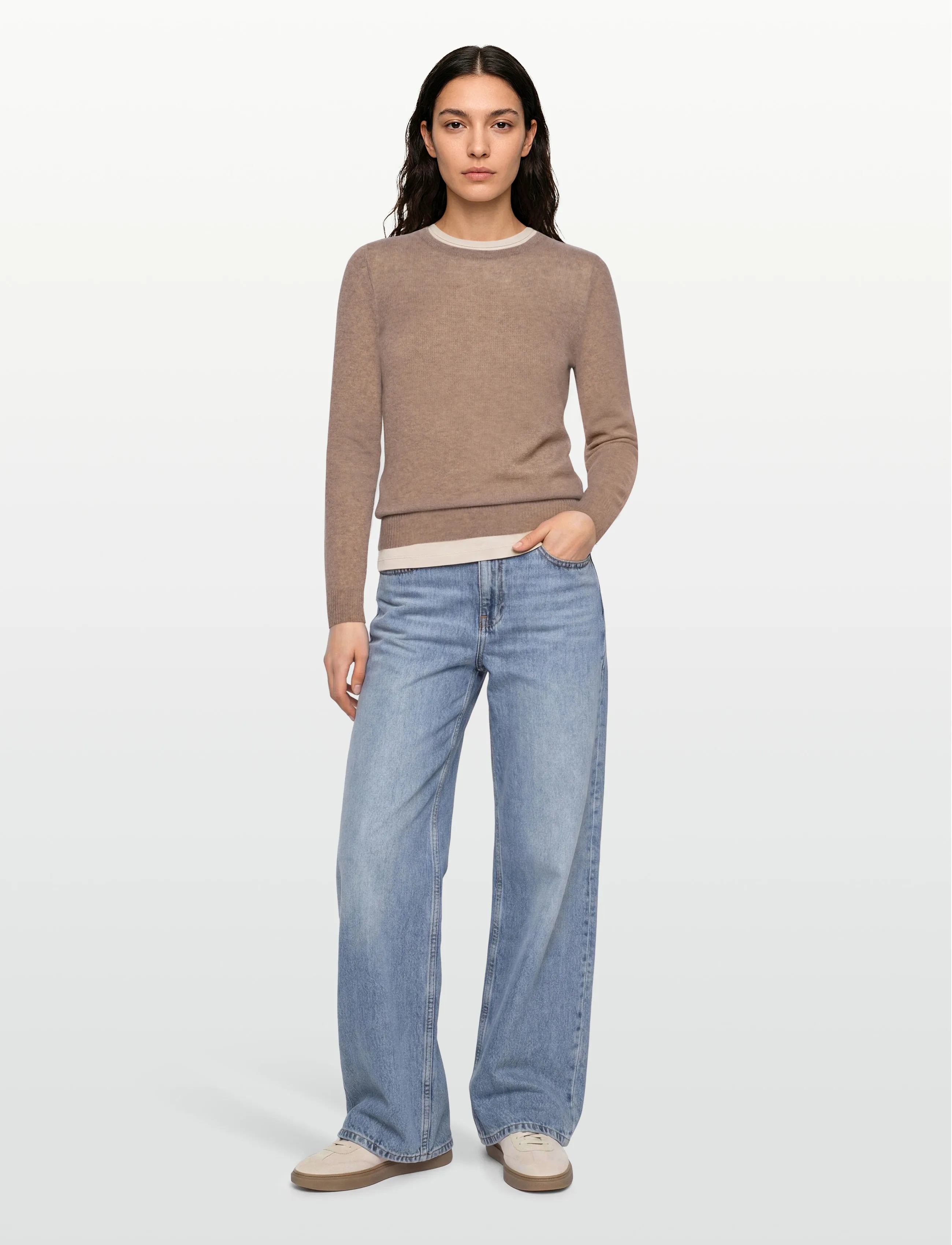Davida Cashmere Basic Sweater Loose Tension, M, Knitwear, Braun - Jumpers, Frauen