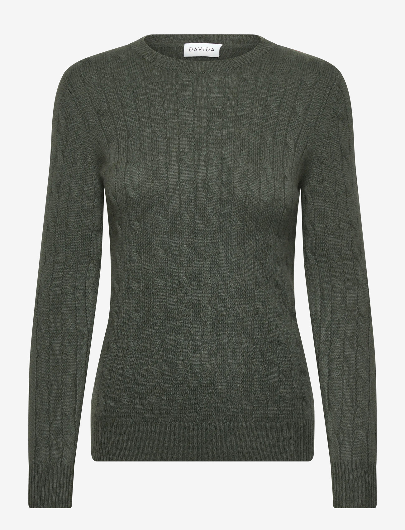 Davida Cashmere - O-neck Cable - efterårstøj - army green - 0