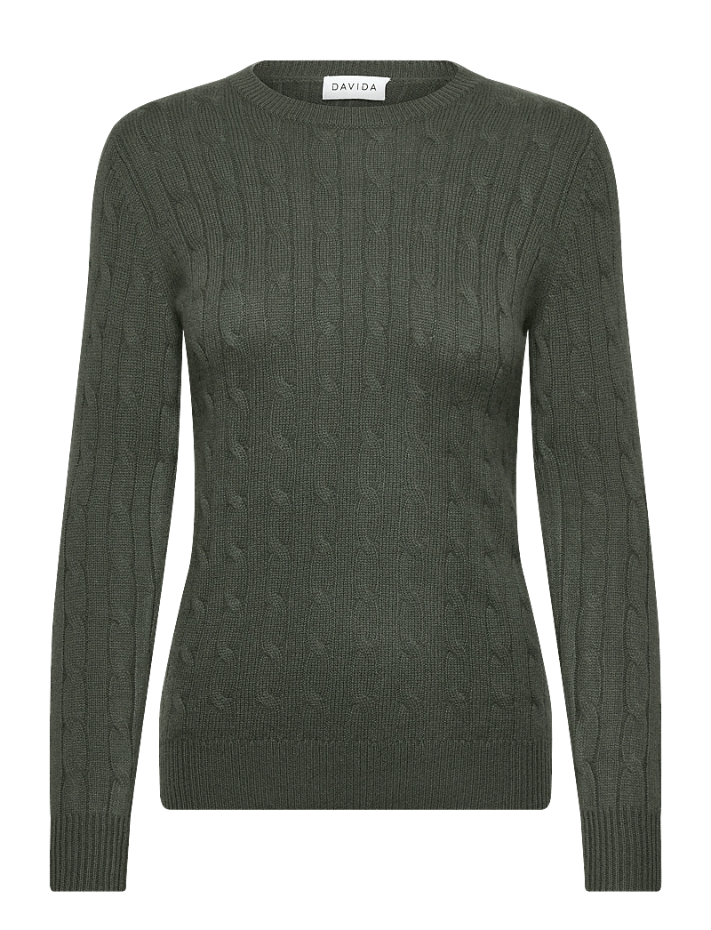 Davida Cashmere - O-Neck Cable Sweater - kashmir - army green - 0