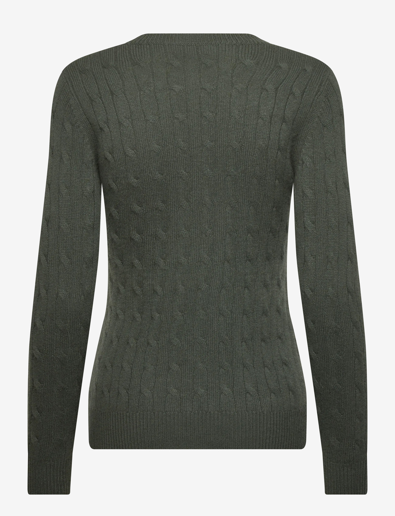 Davida Cashmere - O-neck Cable - efterårstøj - army green - 1