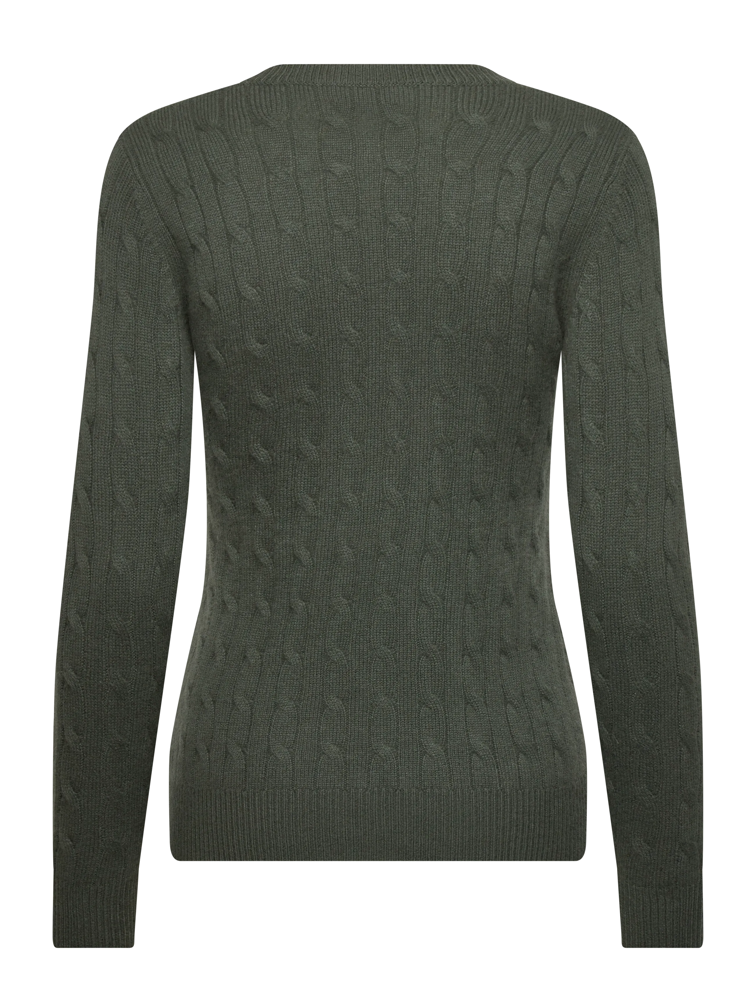 Davida Cashmere - O-Neck Cable Sweater - kašmiir - army green - 1