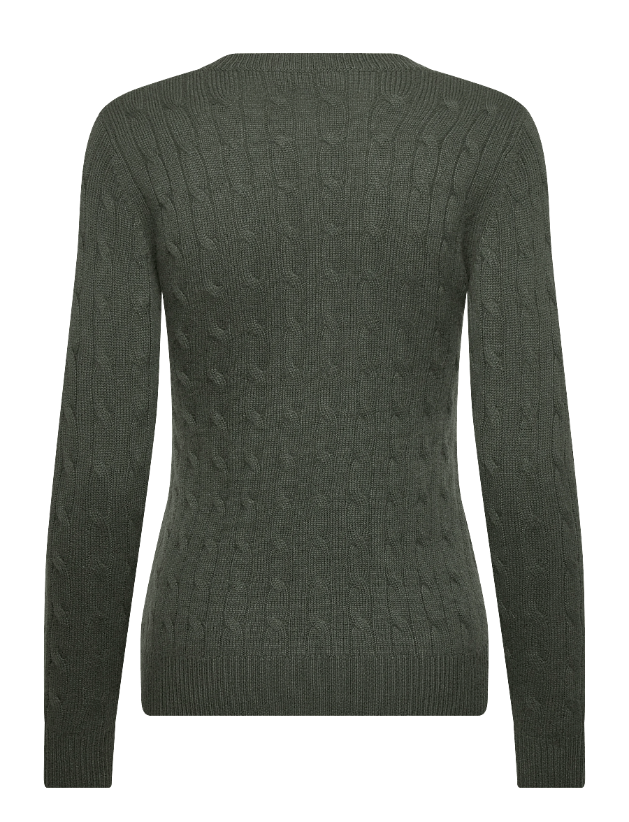 Davida Cashmere - O-Neck Cable Sweater - kašmiir - army green - 1