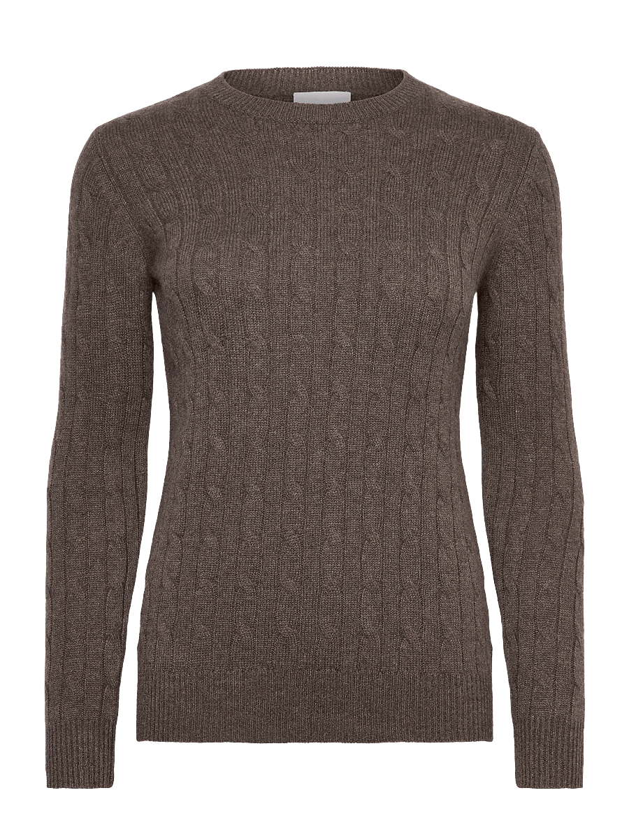 Davida Cashmere - O-Neck Cable Sweater - kašmiir - cacao - 0