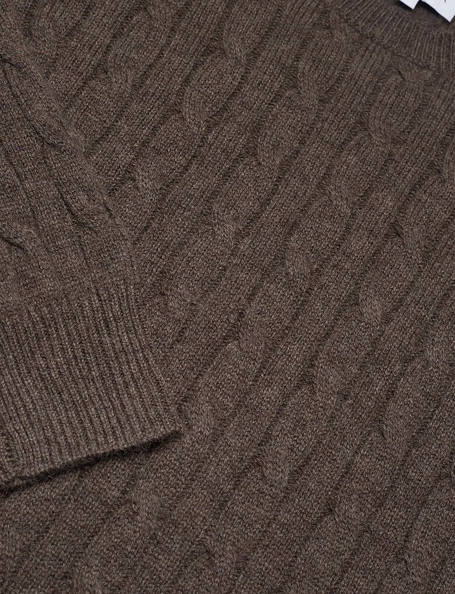 Davida Cashmere - O-Neck Cable Sweater - kašmiir - cacao - 2