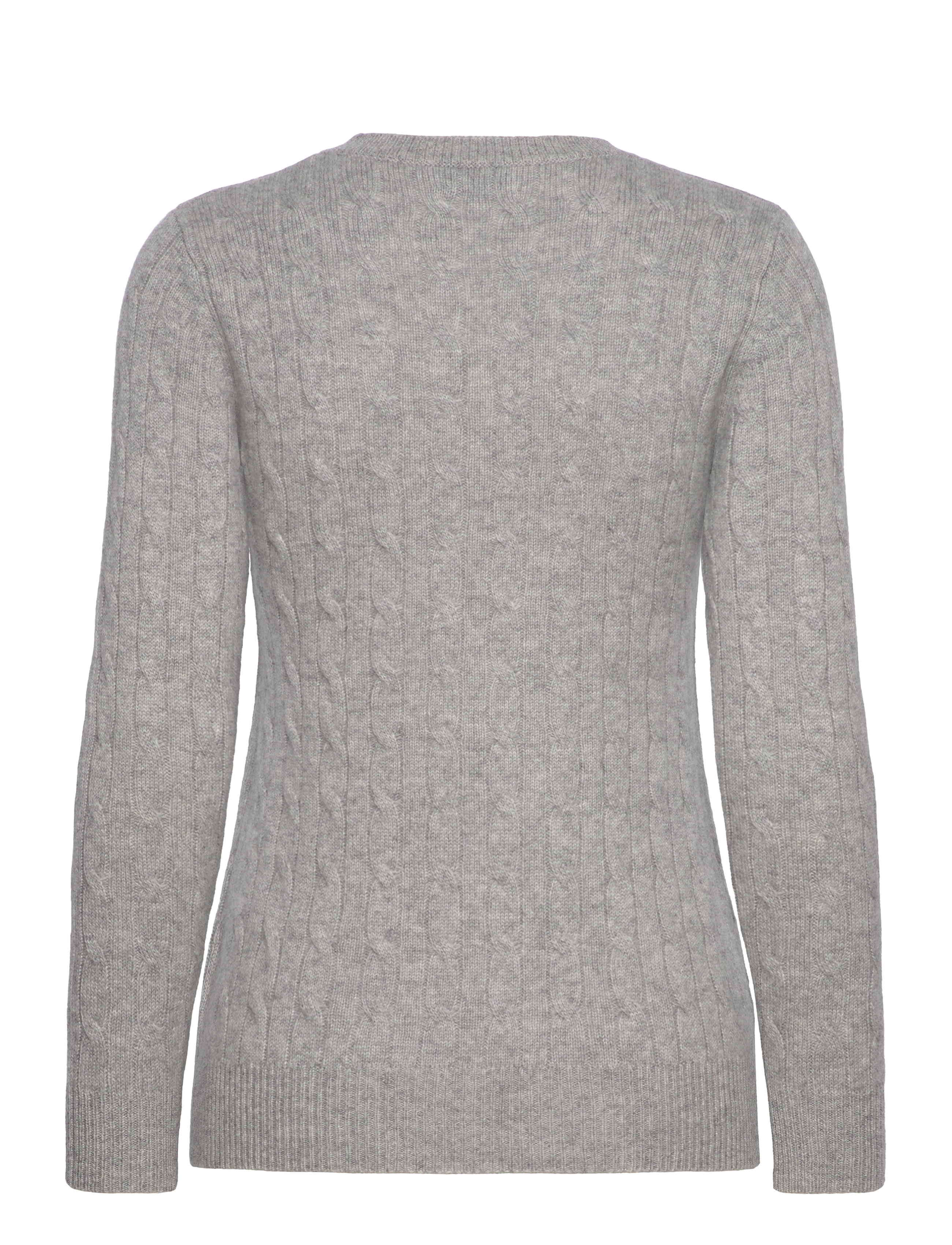 Davida Cashmere - O-Neck Cable Sweater - trøjer - light grey - 1