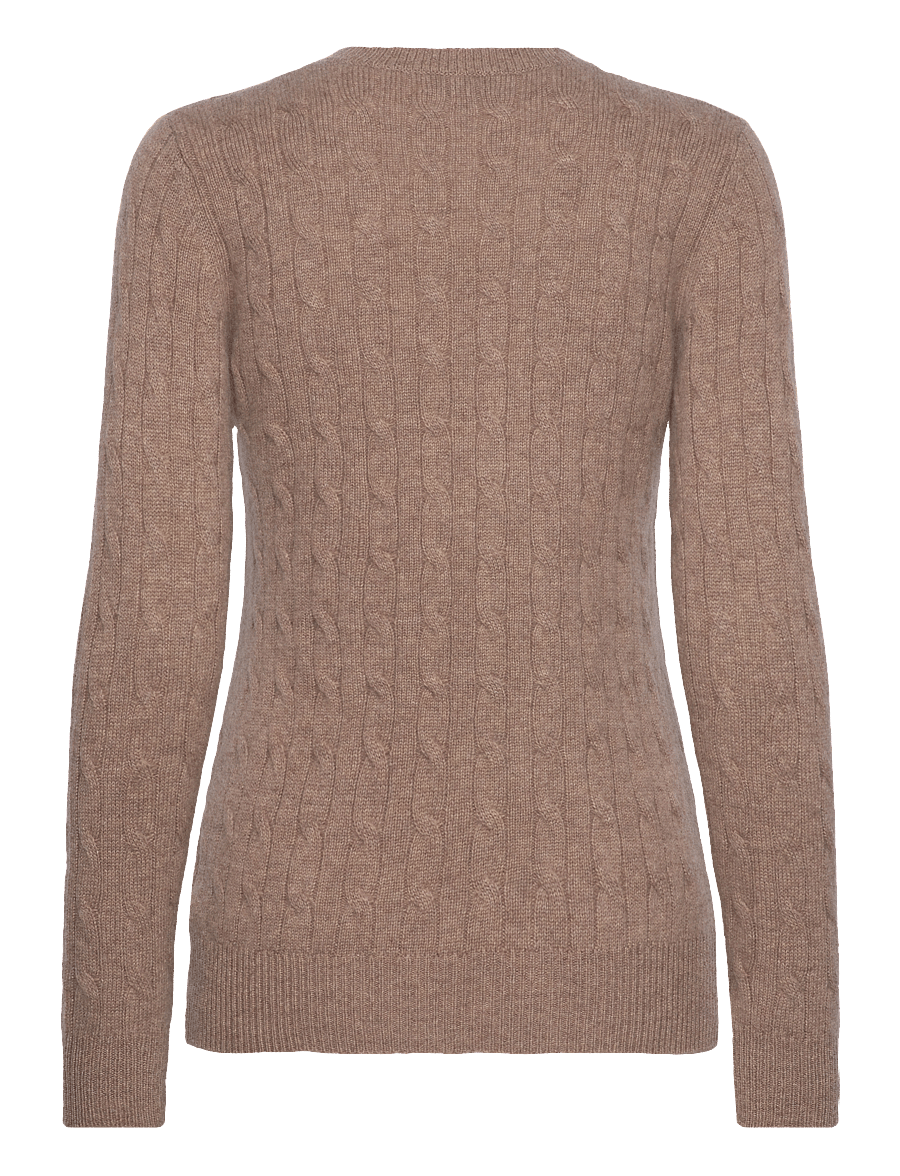 Davida Cashmere - O-Neck Cable Sweater - kaszmir - mink - 1