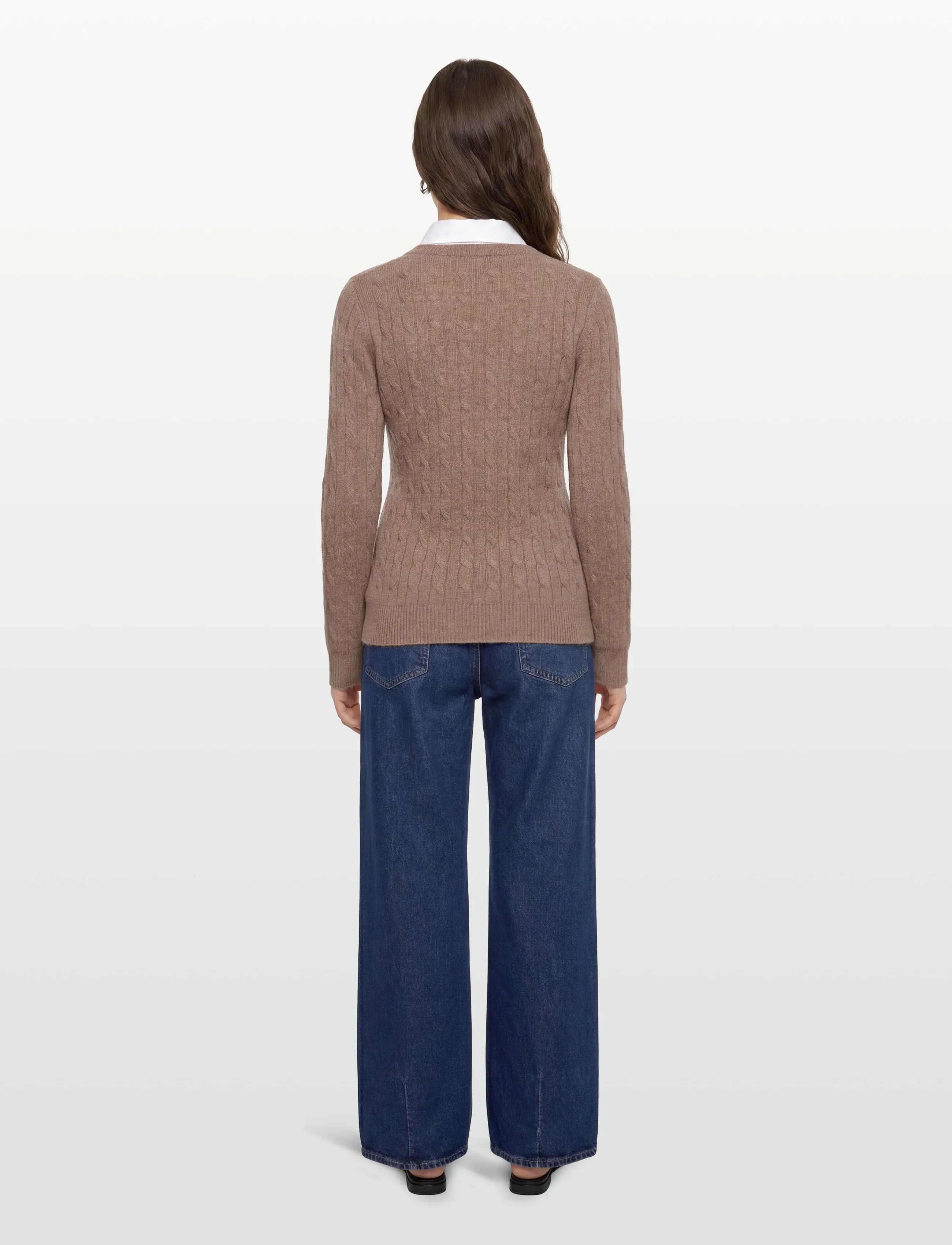 Davida Cashmere - O-Neck Cable Sweater - trøjer - mink - 4
