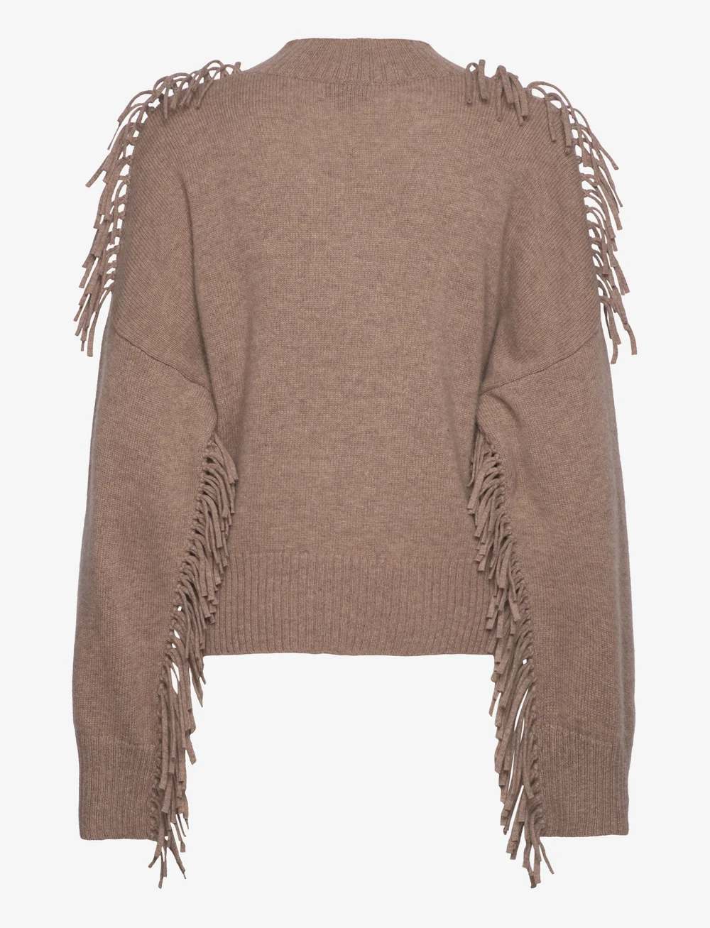 Davida Cashmere - Boxy O-neck Sweater Fringes - kašmiir - mink - 1
