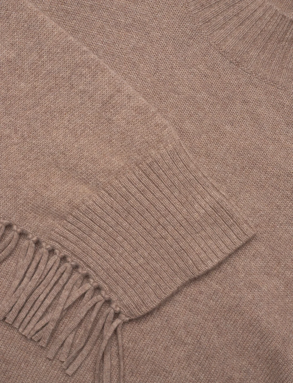 Davida Cashmere - Boxy O-neck Sweater Fringes - kašmiir - mink - 2