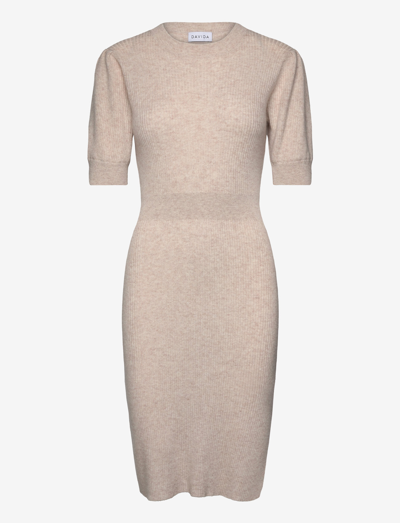 Davida Cashmere Short Puff Sleeve Rib Dress  midi dresses  shop at  Booztlet