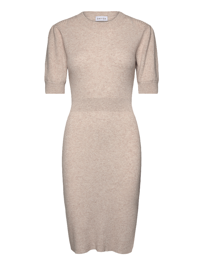 Davida Cashmere Short Puff Sleeve Rib Dress midi dresses shop at Booztlet Davida Cashmere Short Puff Sleeve Rib Dress midi dresses shop at Booztlet