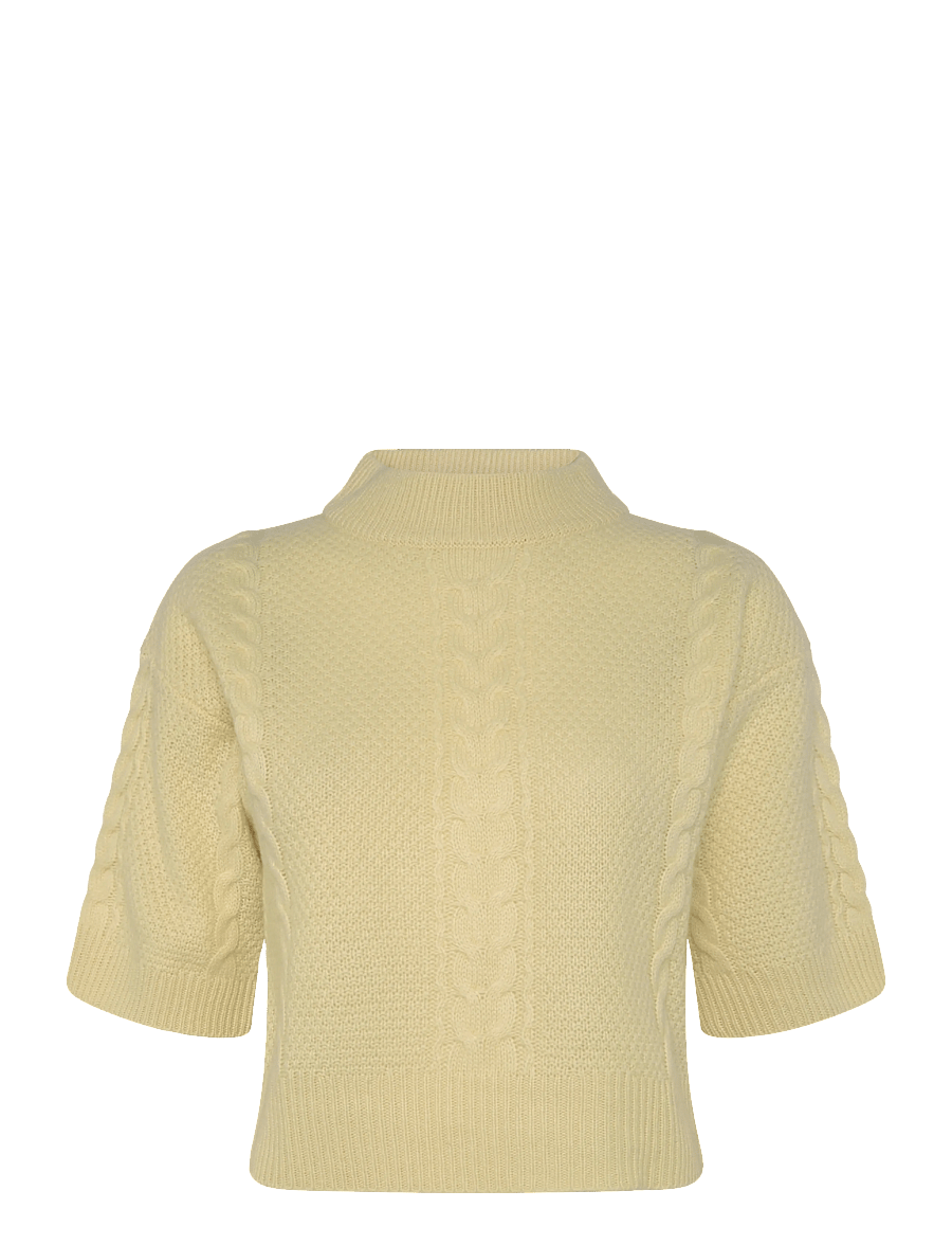 Davida Cashmere - Cable Short Sleeve Sweater - kaschmir - citrus - 0