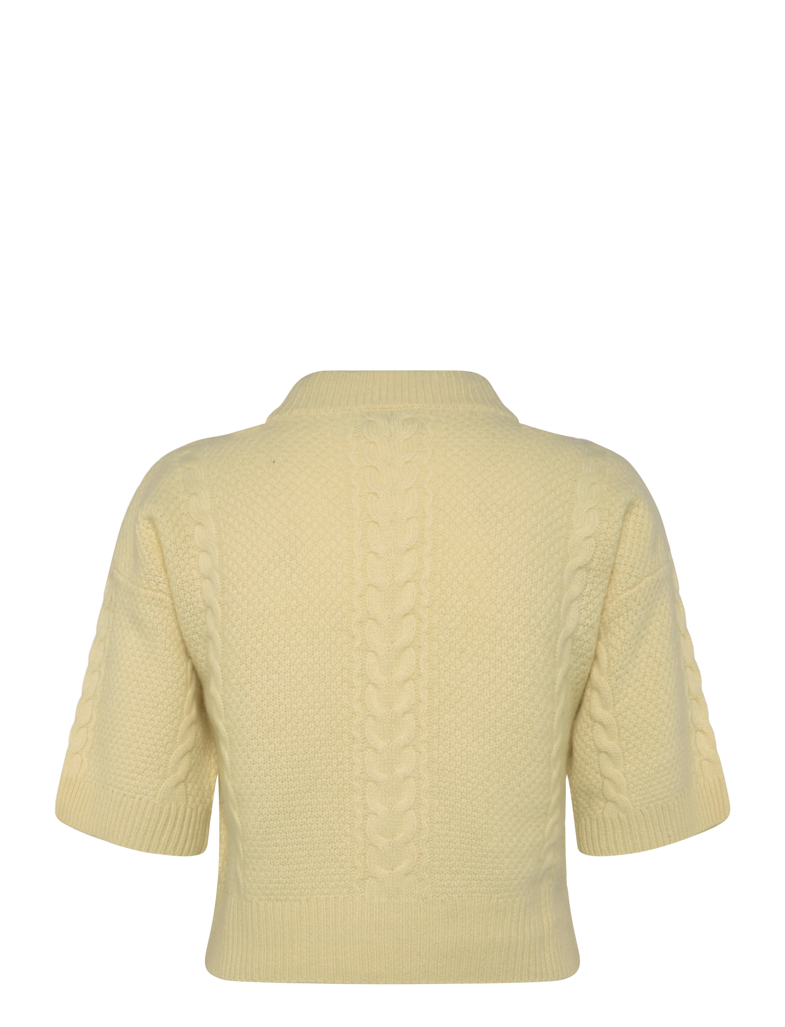 Davida Cashmere - Cable Short Sleeve Sweater - herbstliche kleidung - citrus - 1