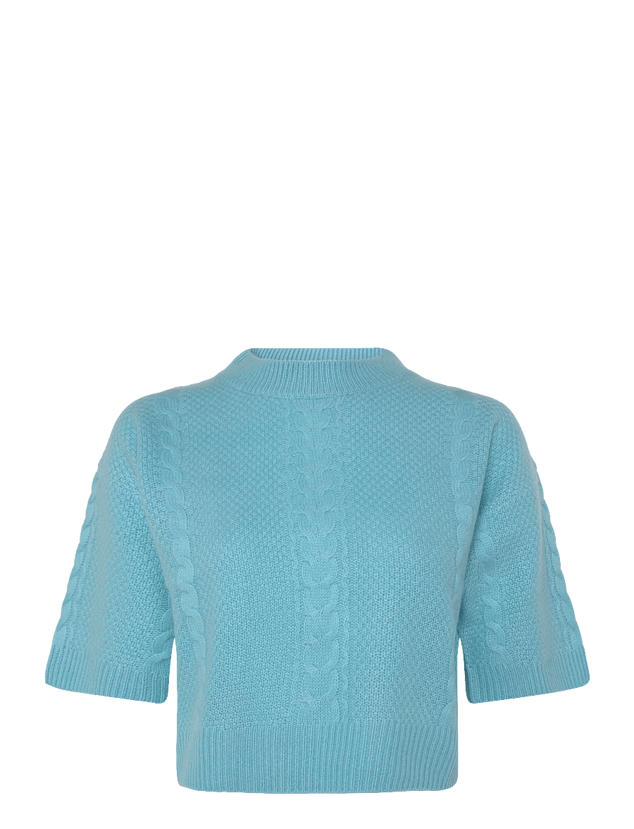 Davida Cashmere - Cable Short Sleeve Sweater - kaschmir - turquoise - 0