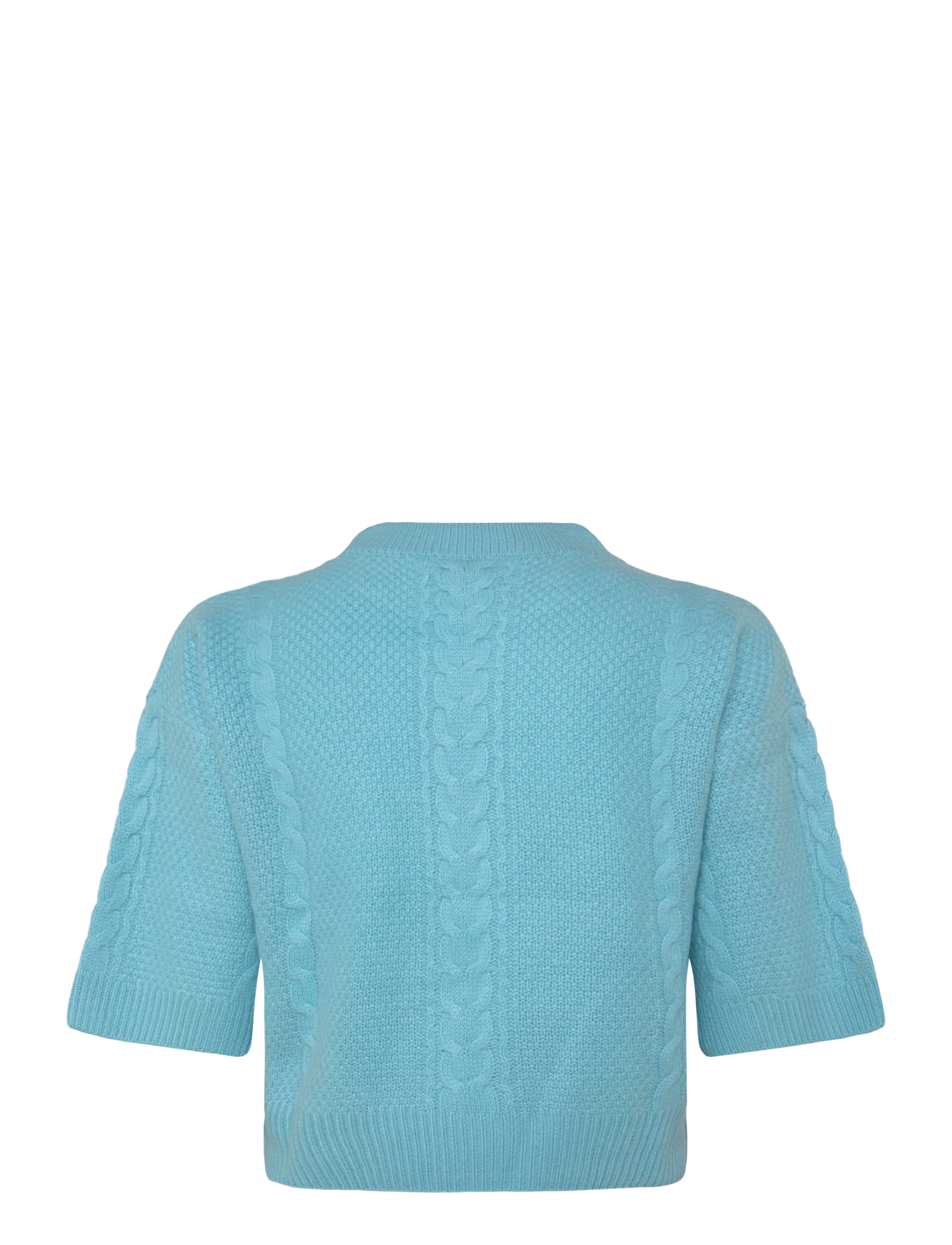 Davida Cashmere - Cable Short Sleeve Sweater - cashmere - turquoise - 1
