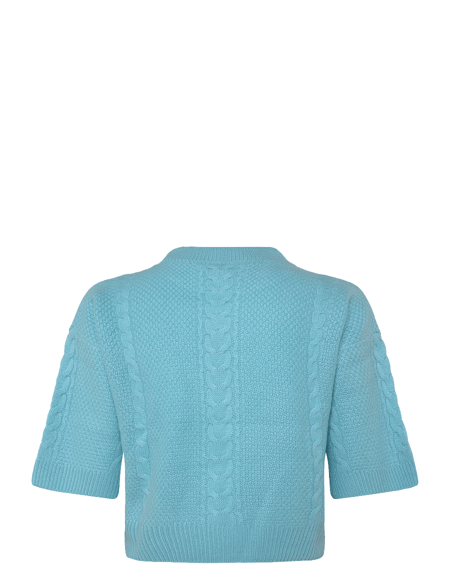 Davida Cashmere - Cable Short Sleeve Sweater - kaschmir - turquoise - 1
