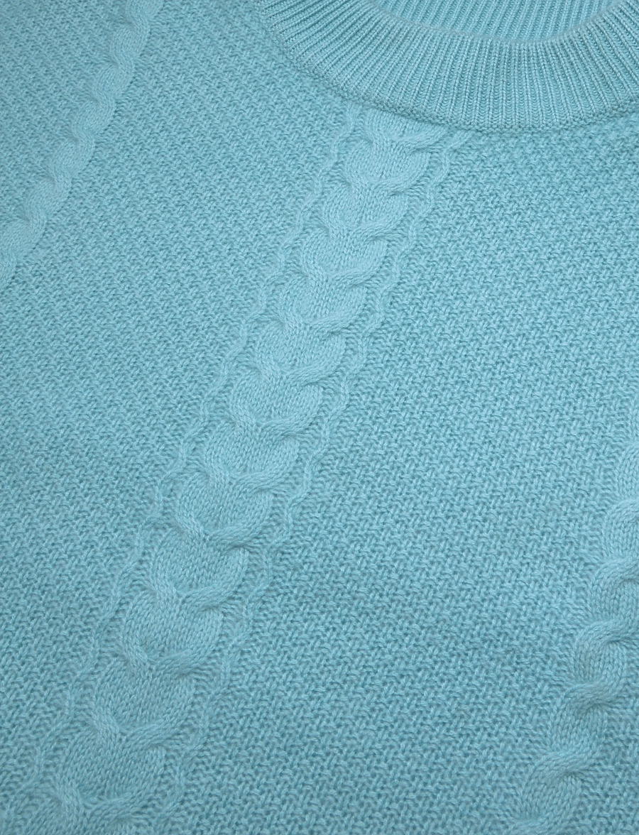 Davida Cashmere - Cable Short Sleeve Sweater - kaschmir - turquoise - 2