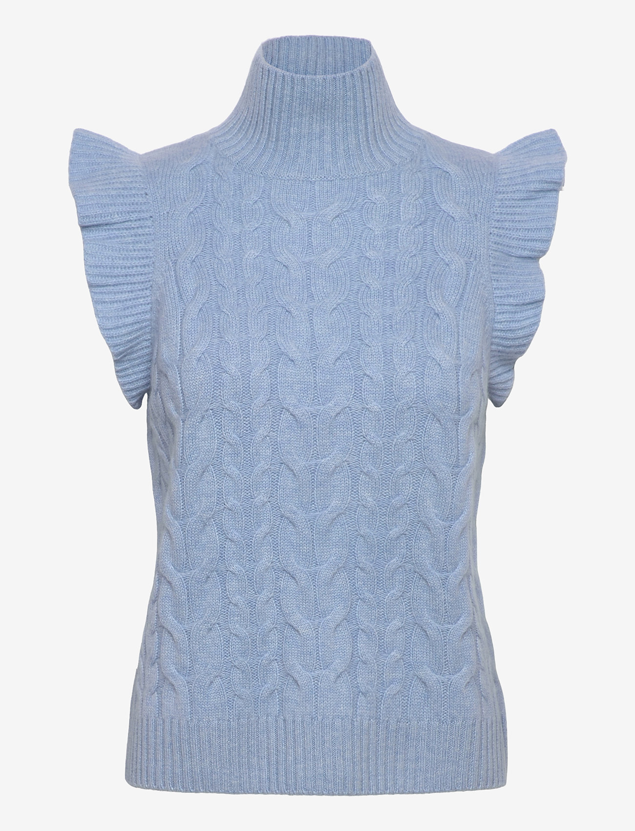 Davida Cashmere - Roll Neck Frill Cable Vest - kašmiir - blue fog - 0