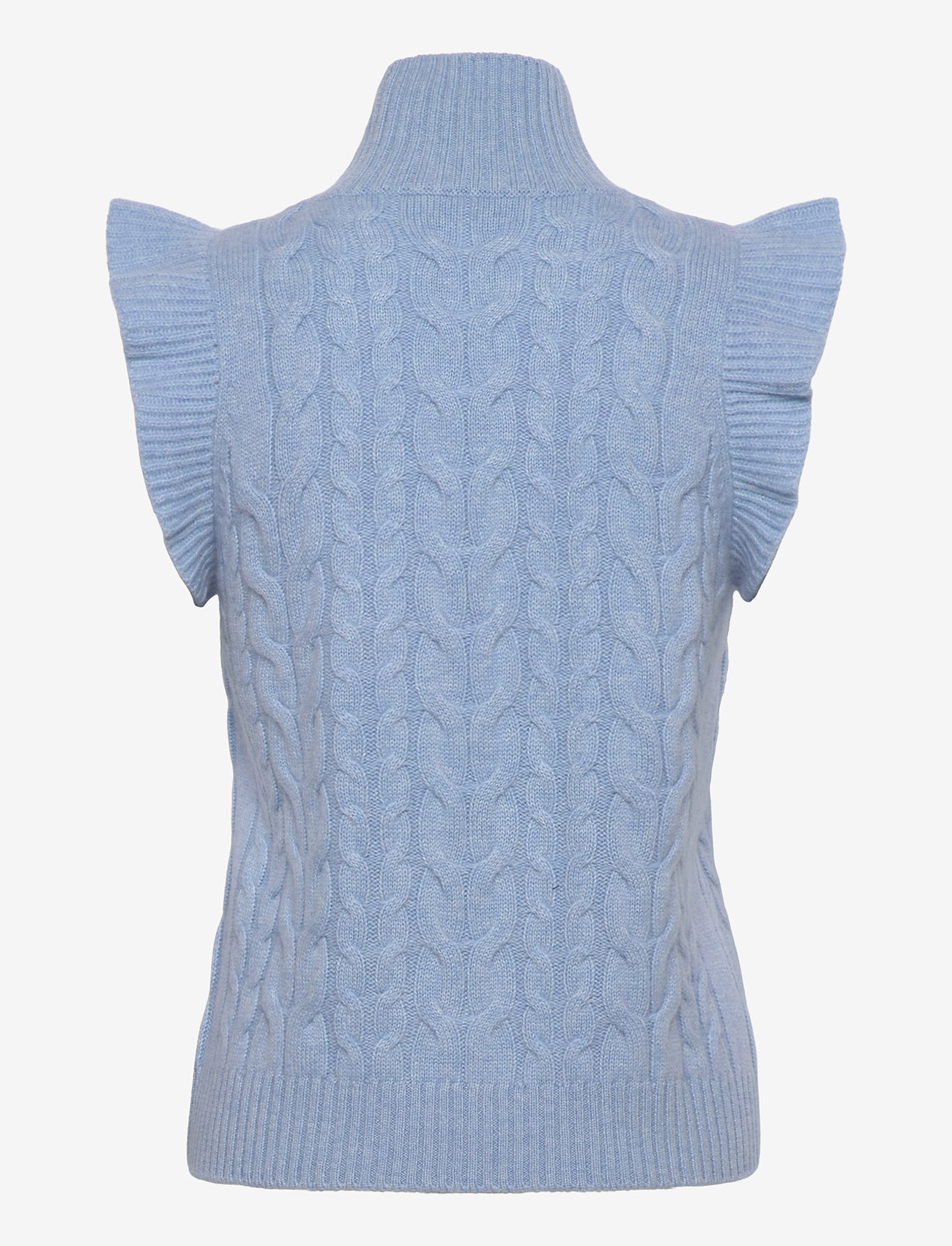 Davida Cashmere - Roll Neck Frill Cable Vest - kašmiir - blue fog - 1