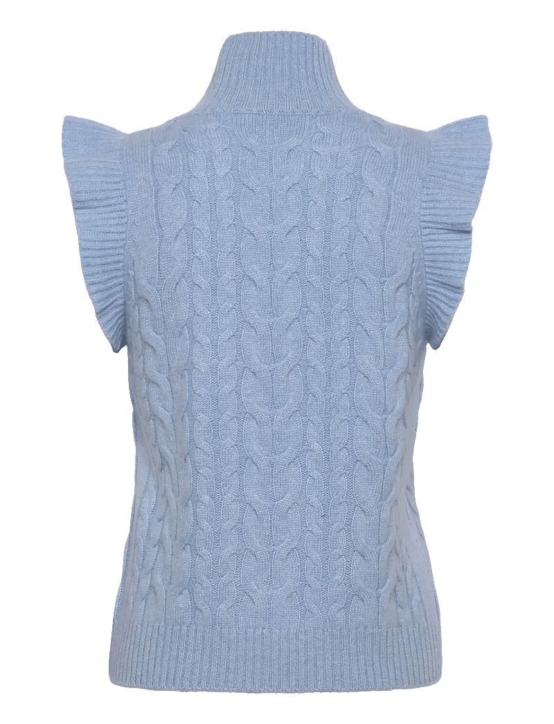 Davida Cashmere - Roll Neck Frill Cable Vest - kašmiir - blue fog - 1