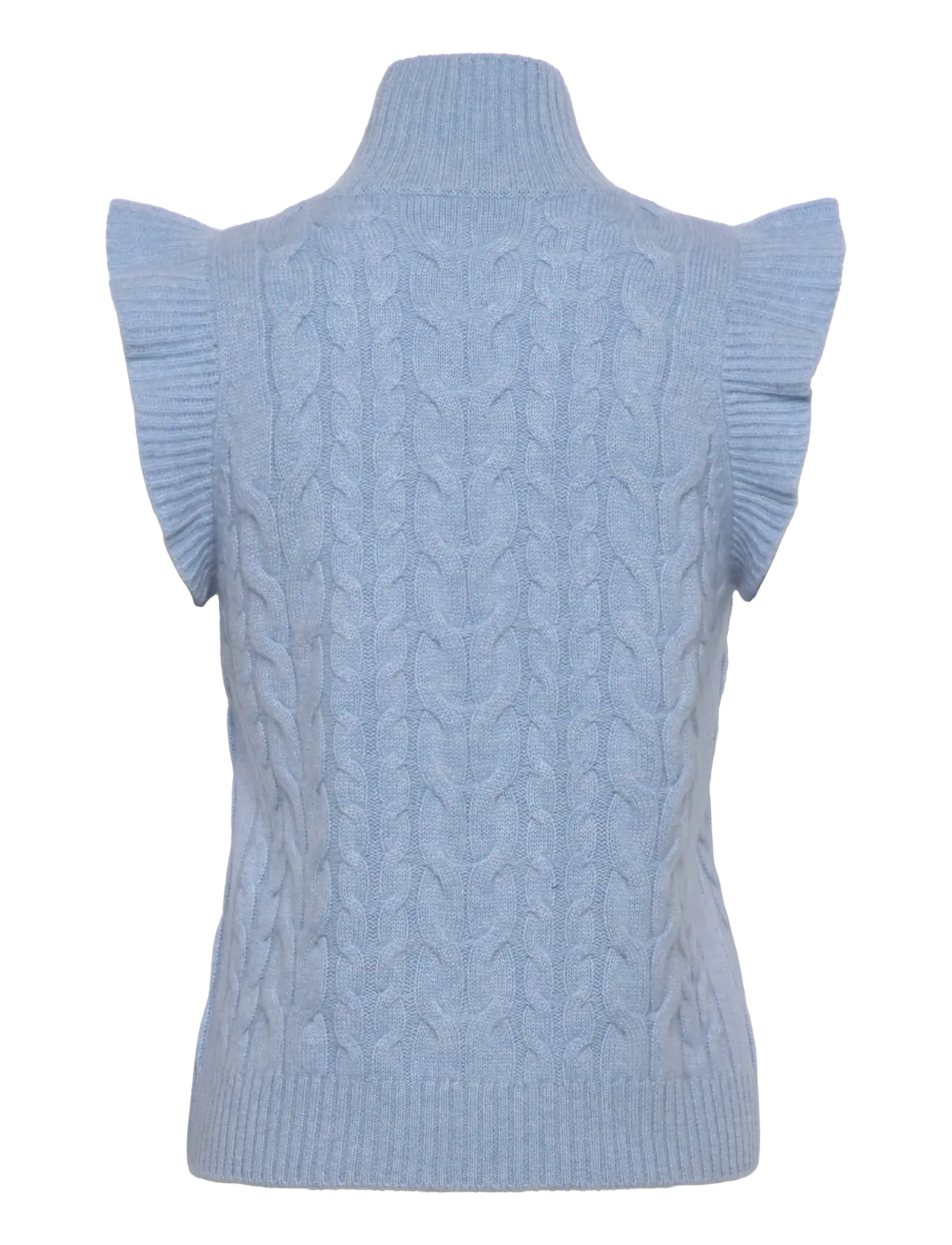 Davida Cashmere - Roll Neck Frill Cable Vest - kashmir - blue fog - 1
