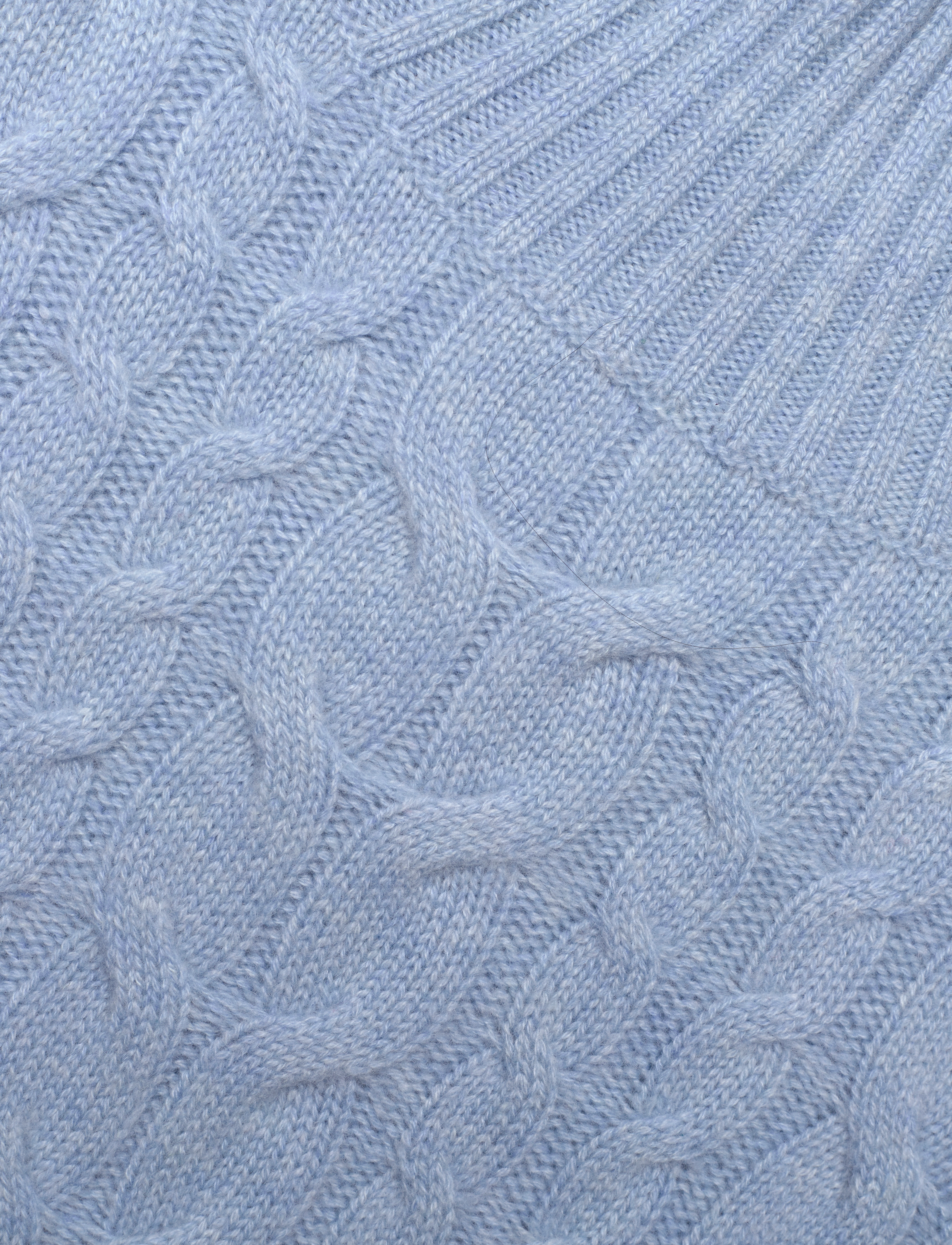 Davida Cashmere - Roll Neck Frill Cable Vest - kashmir - blue fog - 2