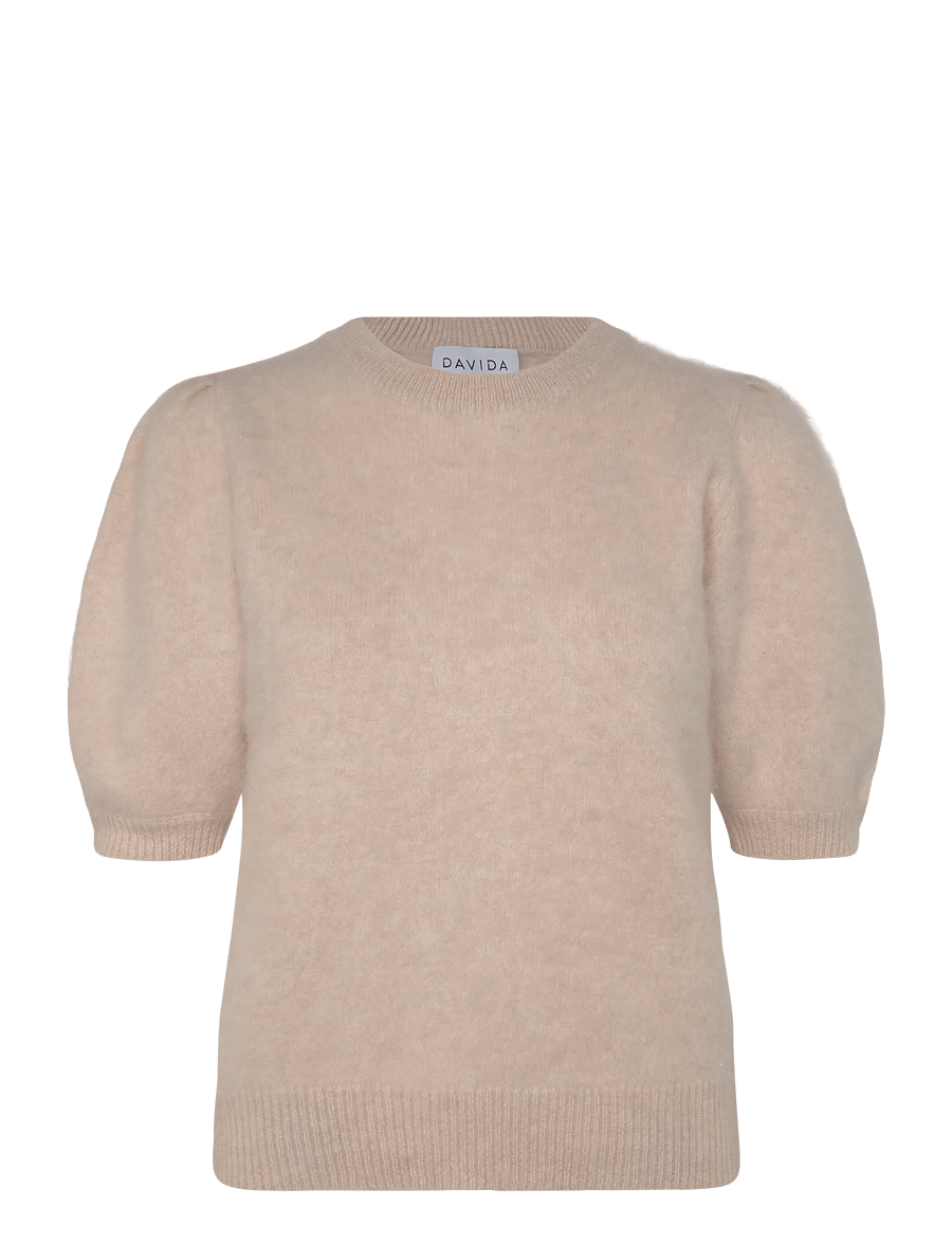 Davida Cashmere - Brushed Puff Sleeve T-shirt - kašmiir - light beige - 0