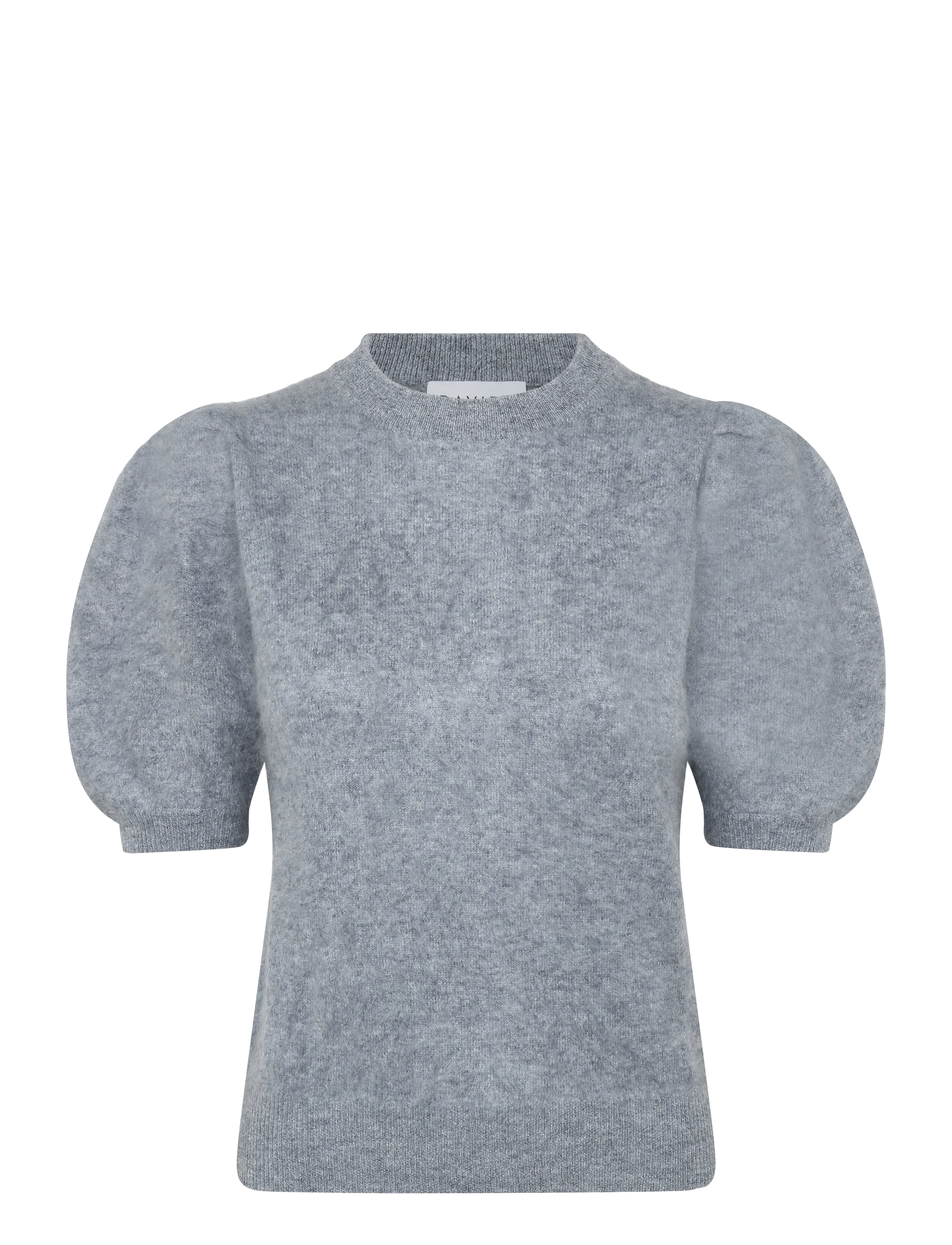 Davida Cashmere Brushed Puff Sleeve T-shirt - T-särgid ja topid - LIGHT GREY / grey