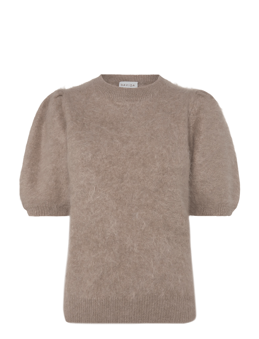 Davida Cashmere - Brushed Puff Sleeve T-shirt - kaschmir - mink - 0