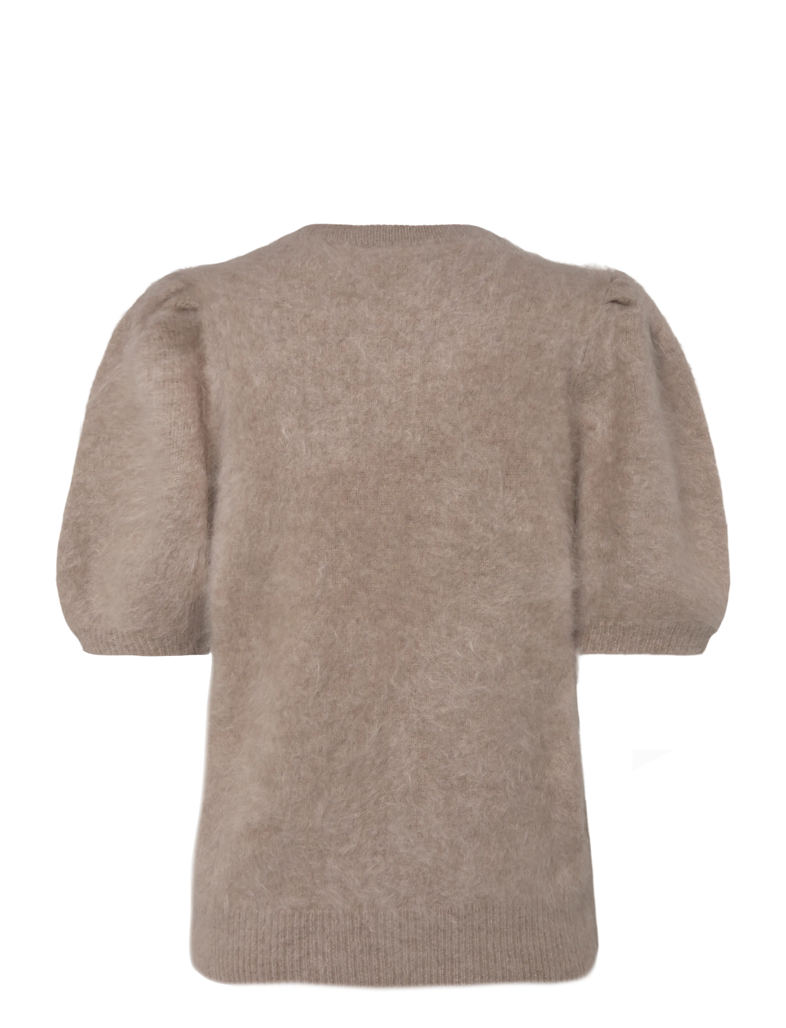 Davida Cashmere - Brushed Puff Sleeve T-shirt - herbstliche kleidung - mink - 1