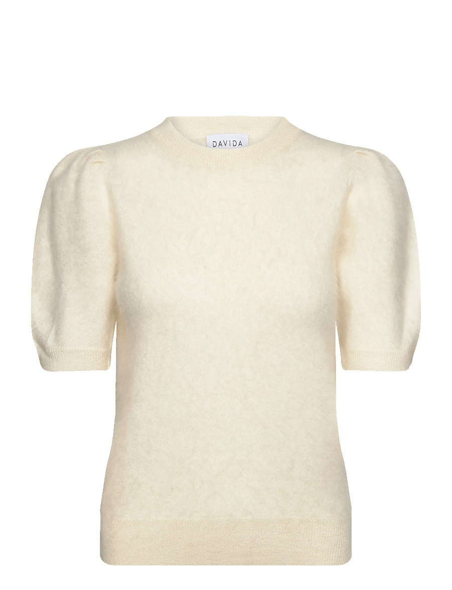Davida Cashmere - Brushed Puff Sleeve T-shirt - kaschmir - white - 1