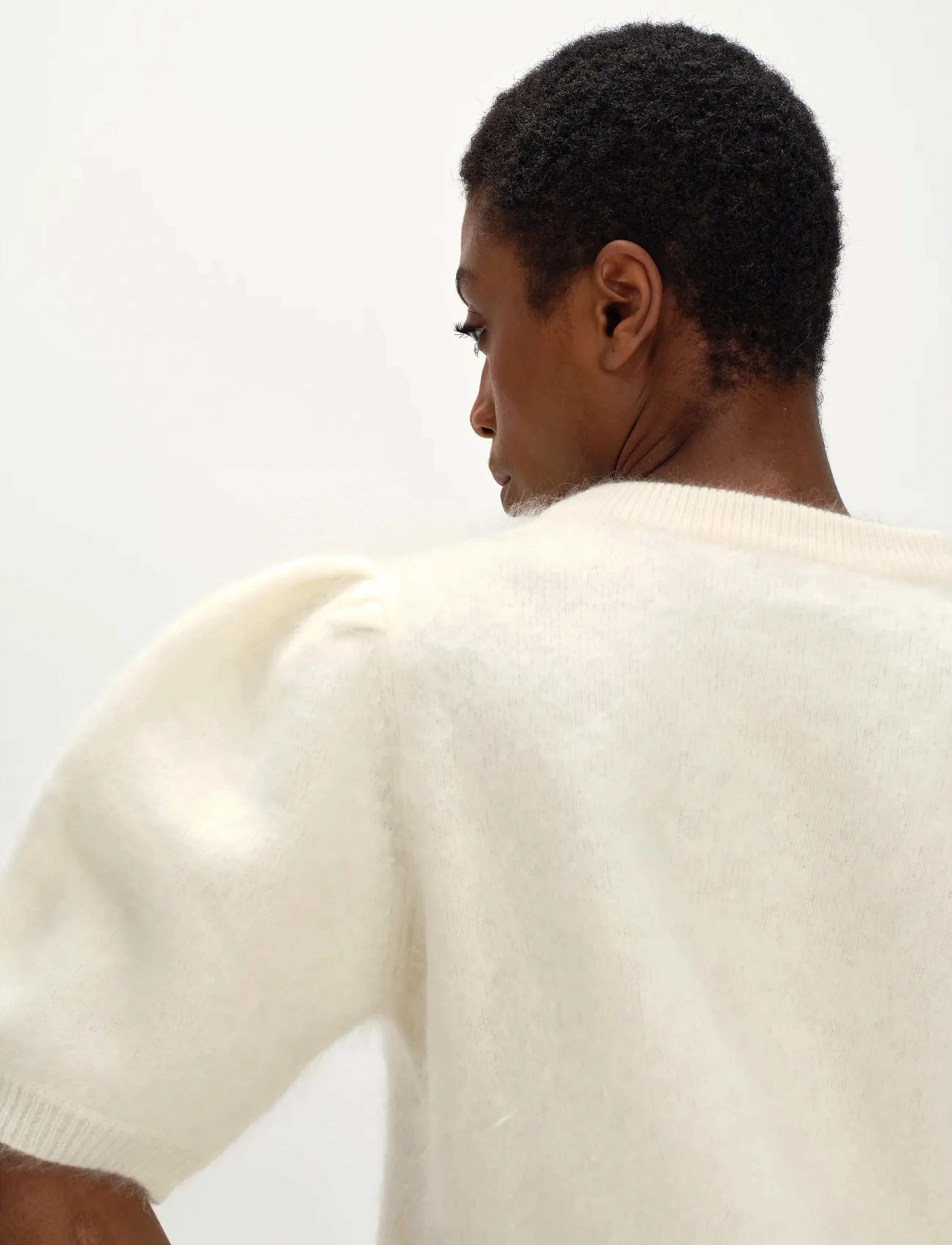 Davida Cashmere - Brushed Puff Sleeve T-shirt - cashmere - white - 5