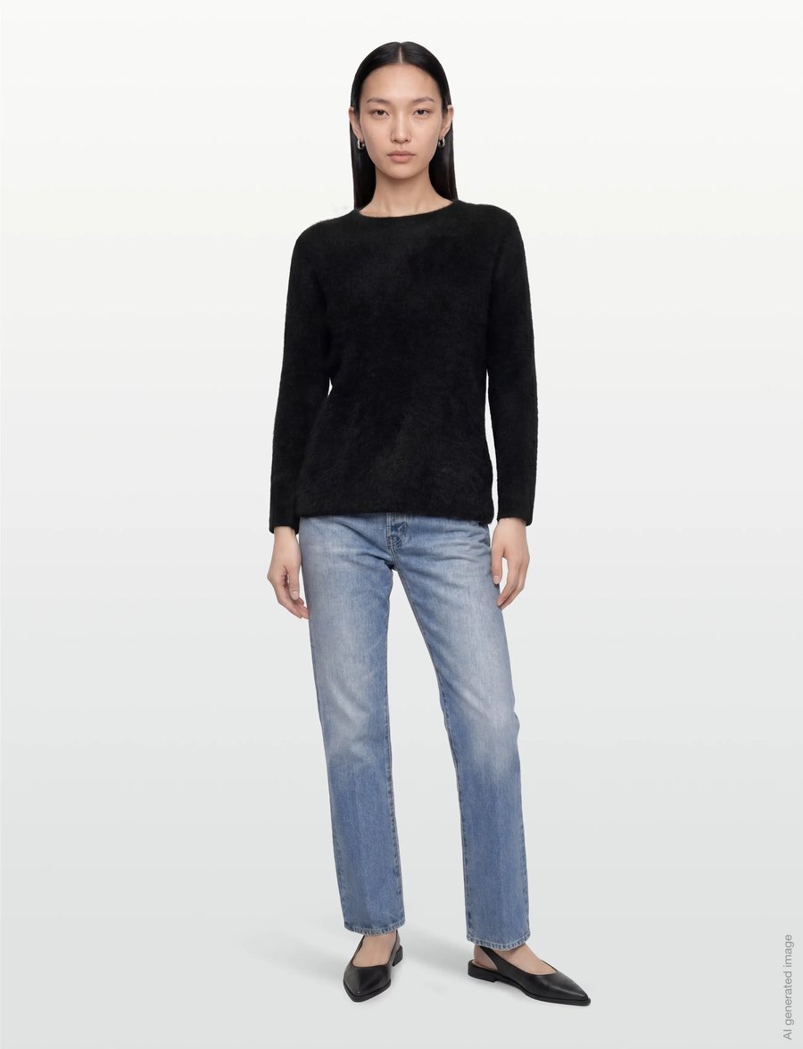Davida Cashmere - Brushed Curved Sweater - kaschmir - black - 0