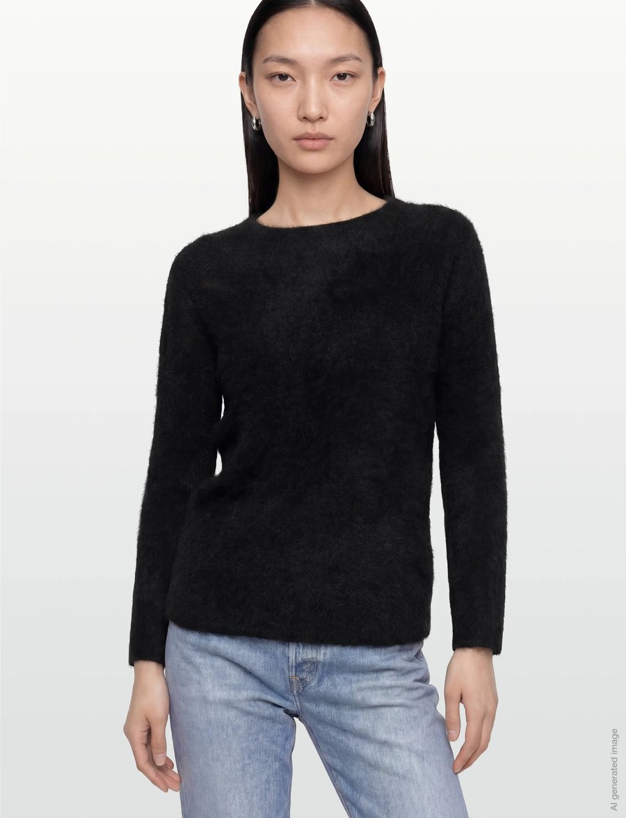 Davida Cashmere - Brushed Curved Sweater - kaschmir - black - 3