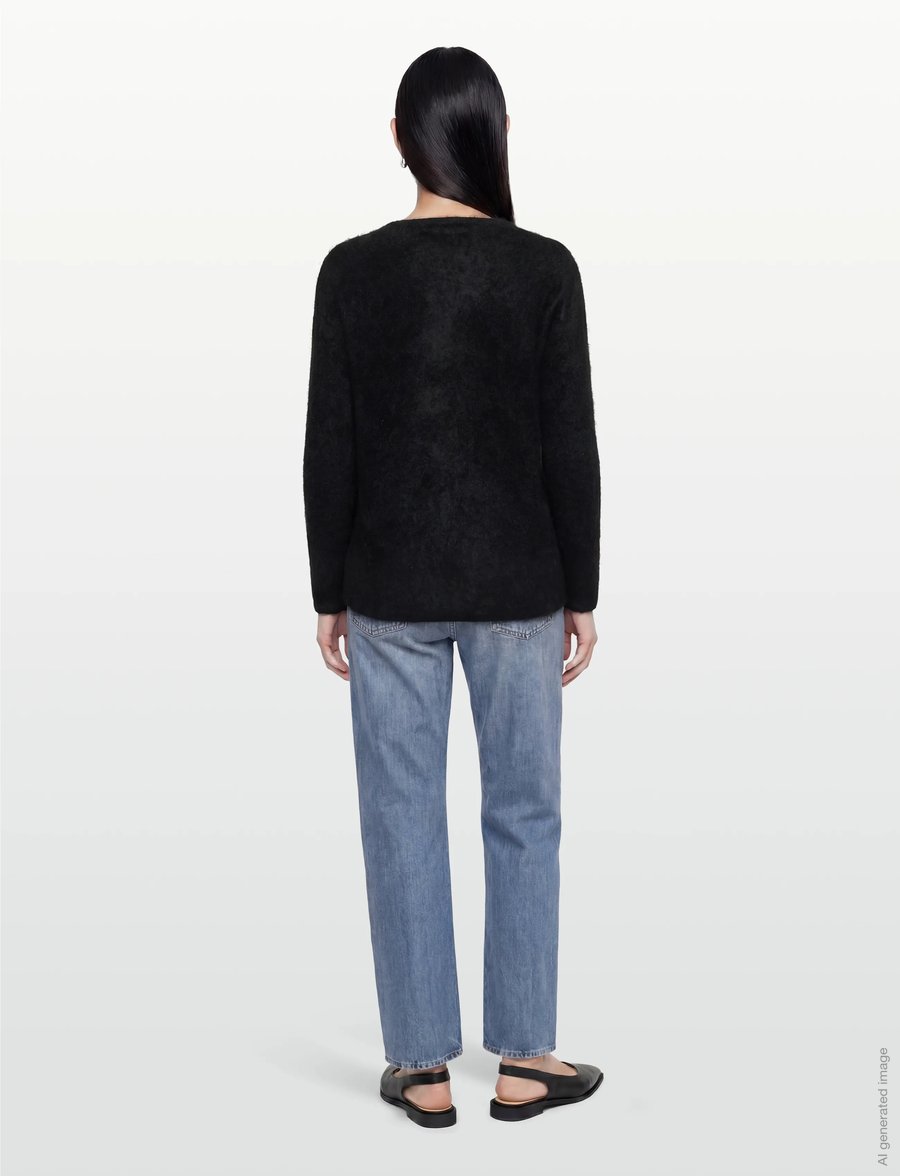 Davida Cashmere - Brushed Curved Sweater - kaschmir - black - 4