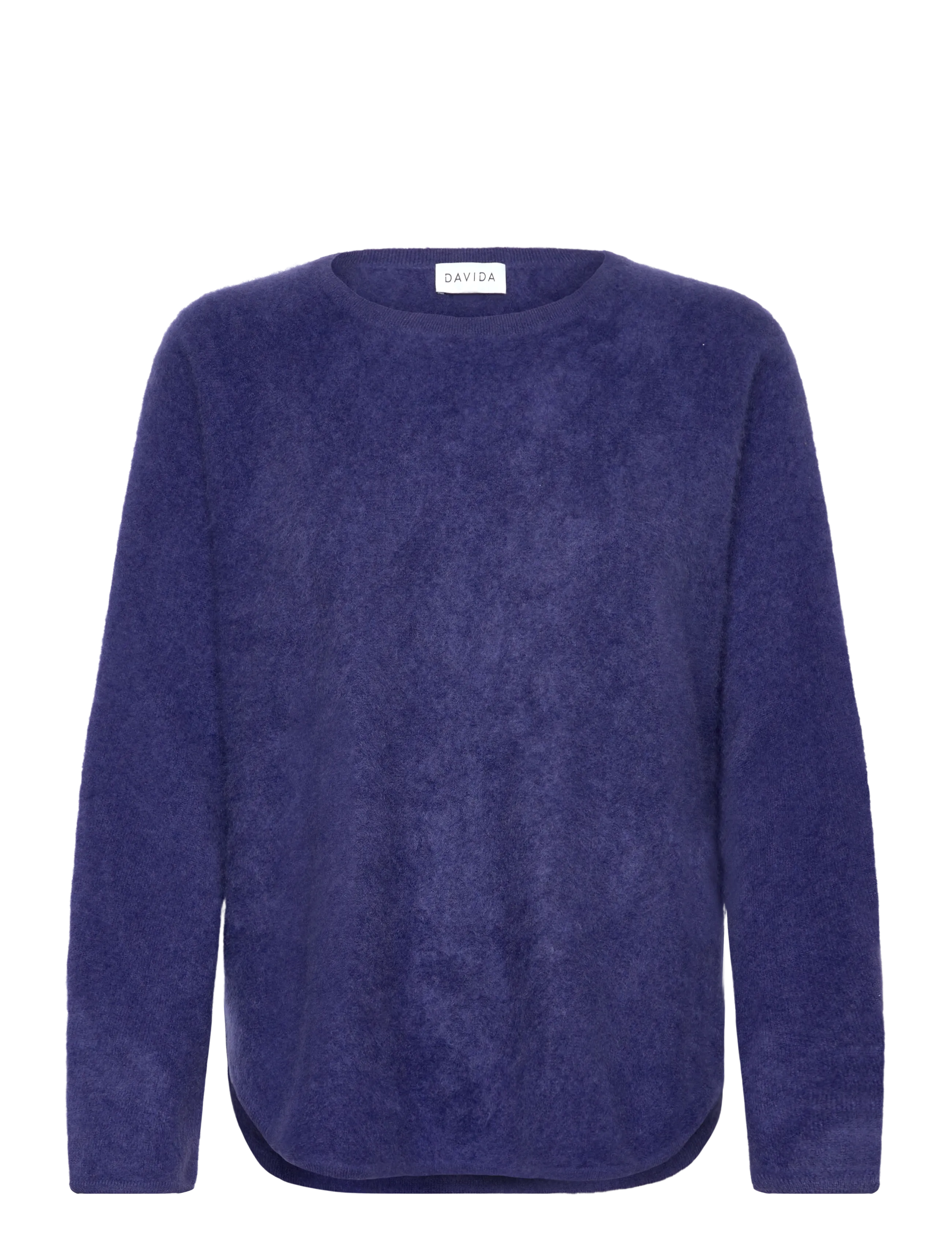Davida Cashmere Brushed Curved Sweater - Kläder - DENIM BLUE / purple